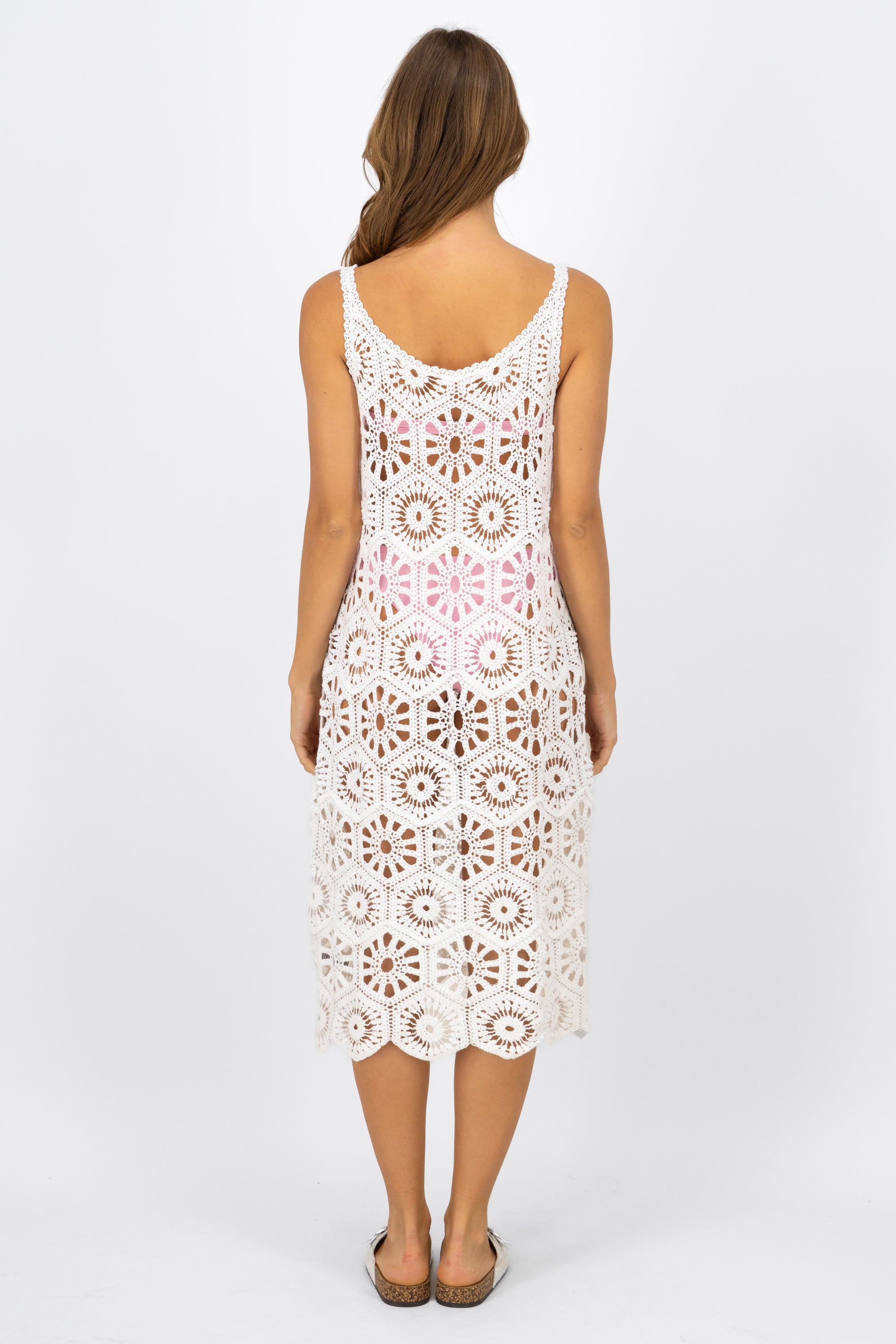 Midi crochet dress WHITE