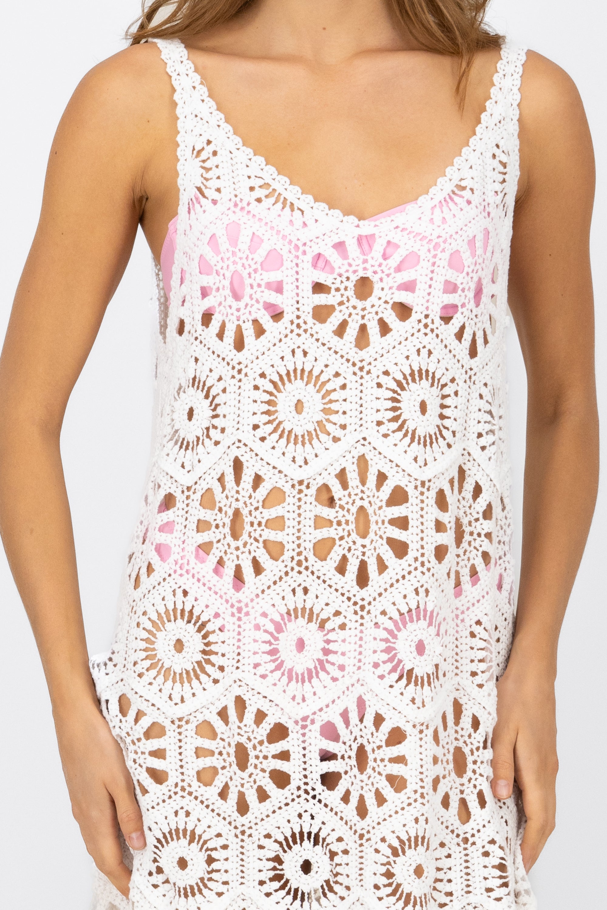 Midi crochet dress WHITE