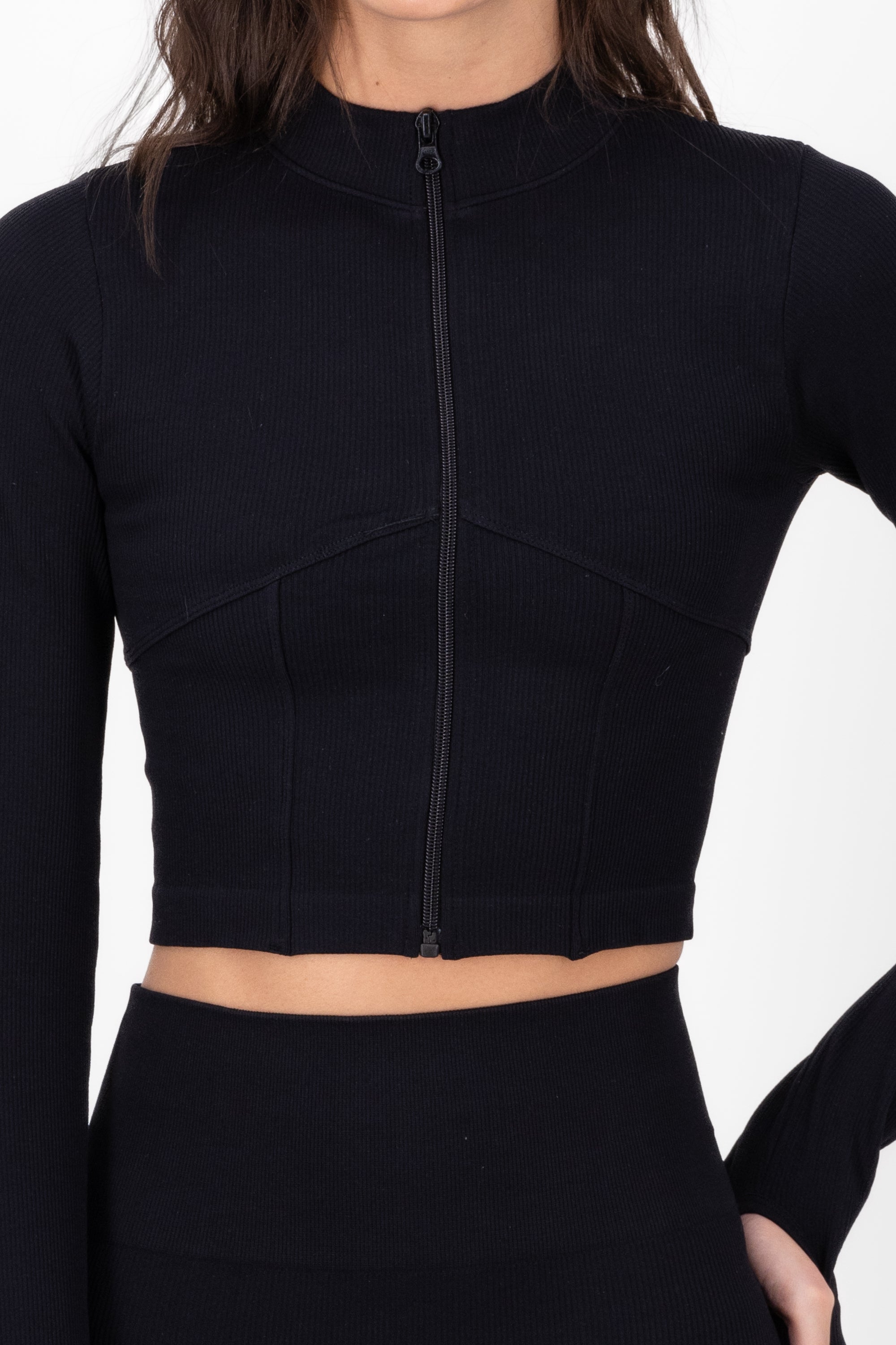 Light Activewear Rib Chamar with Hipster closure BLACK