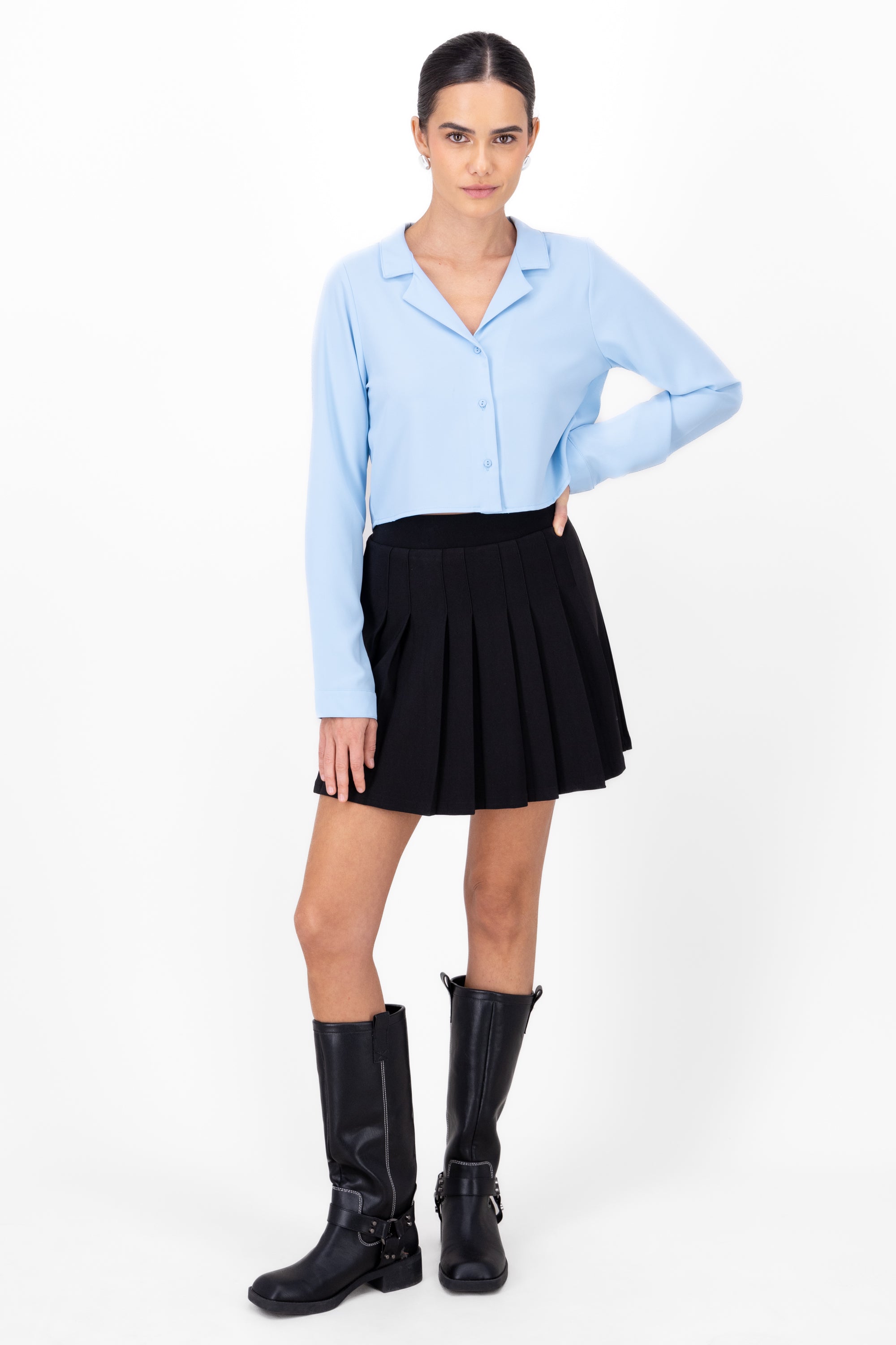 Mini Tabled Skirt BLACK