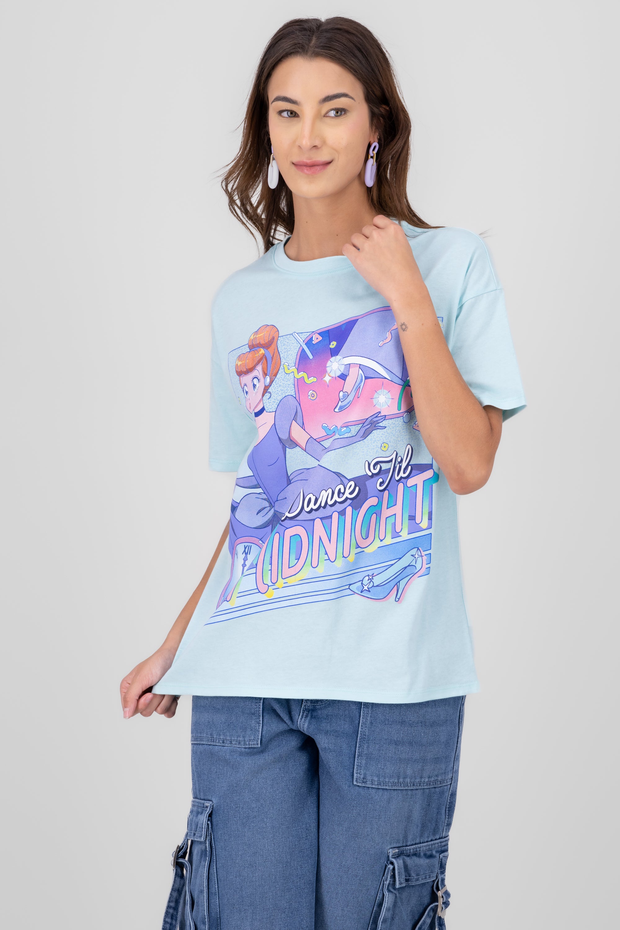 Playera over cenicienta anime AZUL CIELO