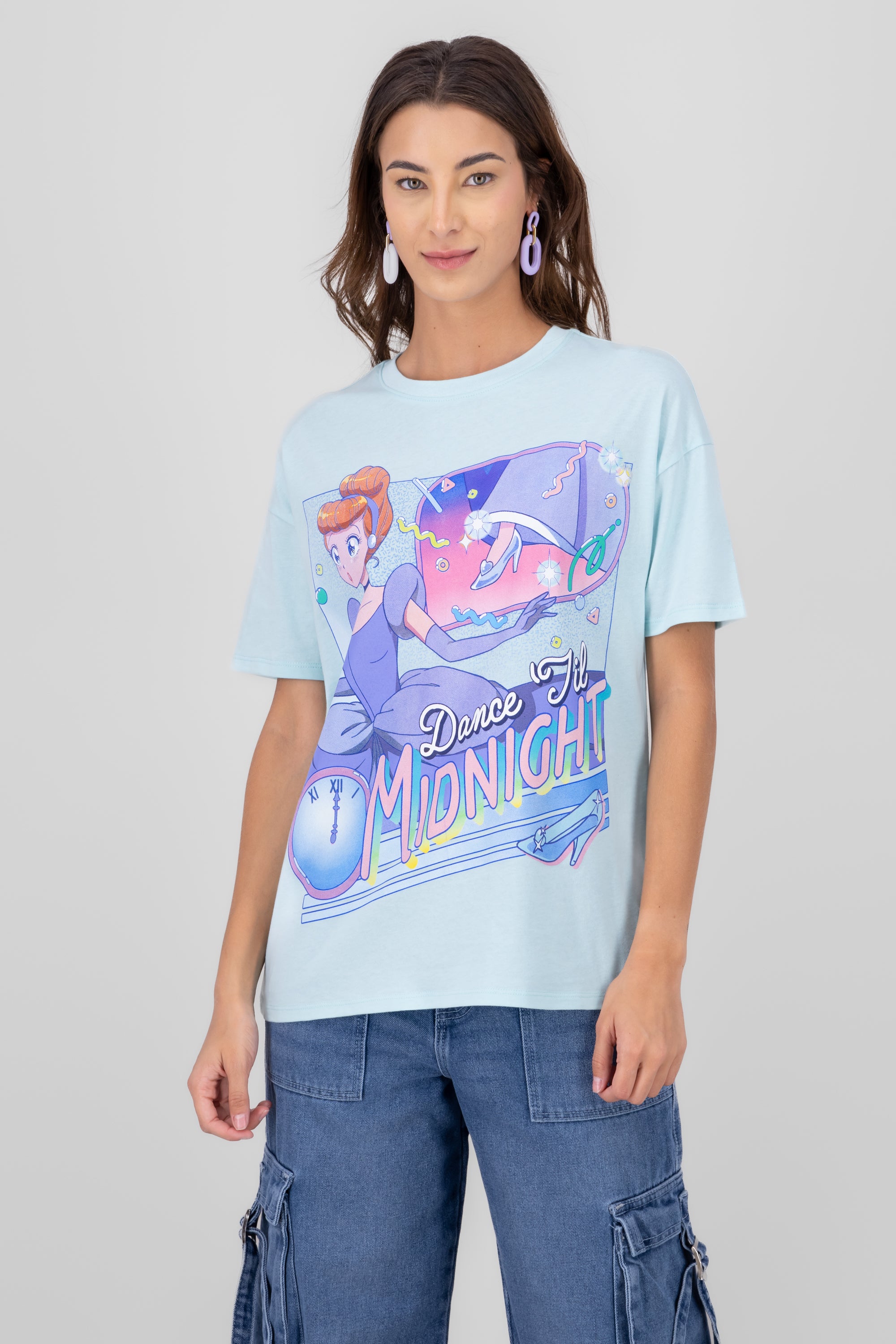 Playera over cenicienta anime AZUL CIELO