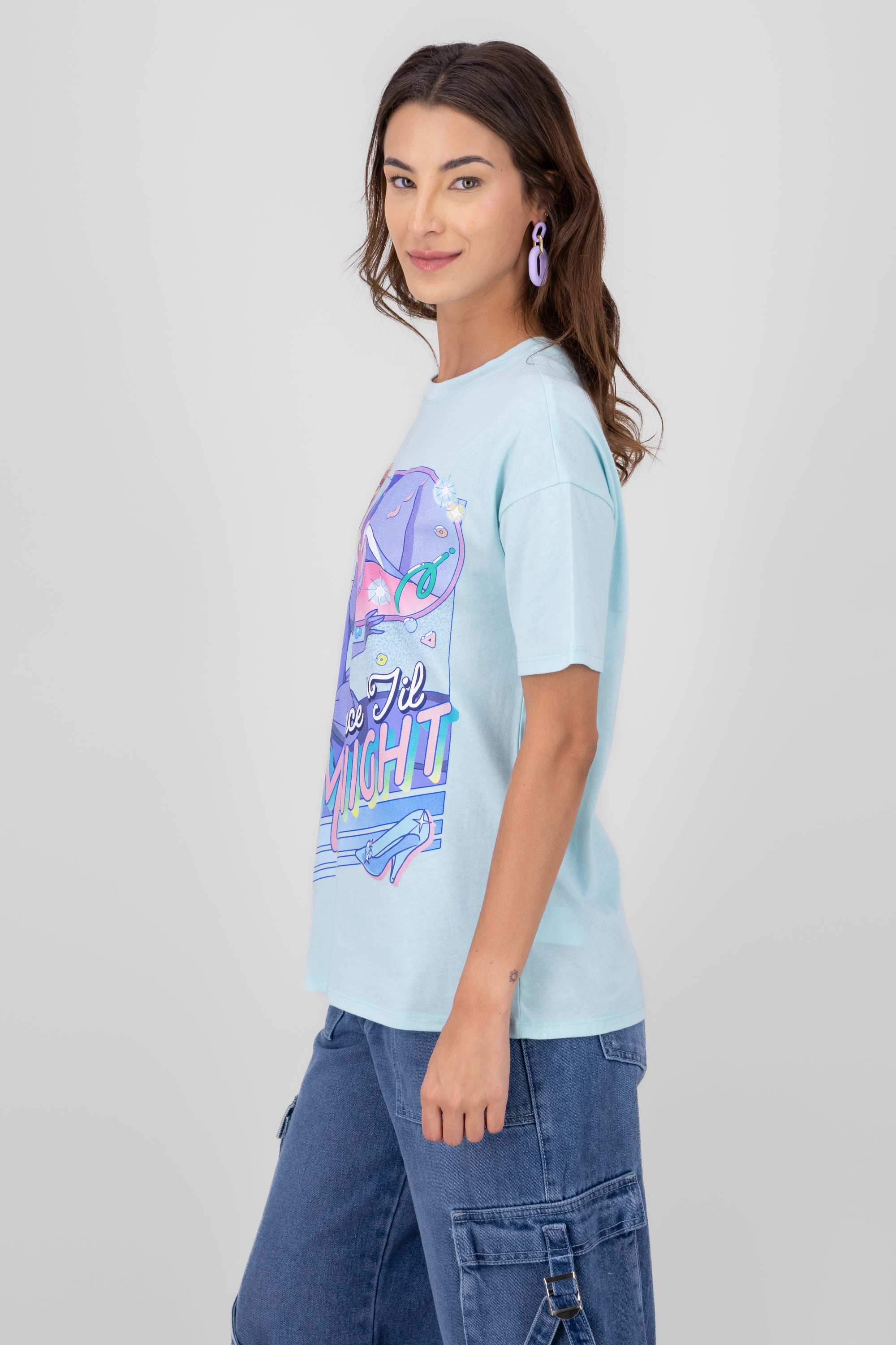 Playera over cenicienta anime AZUL CIELO