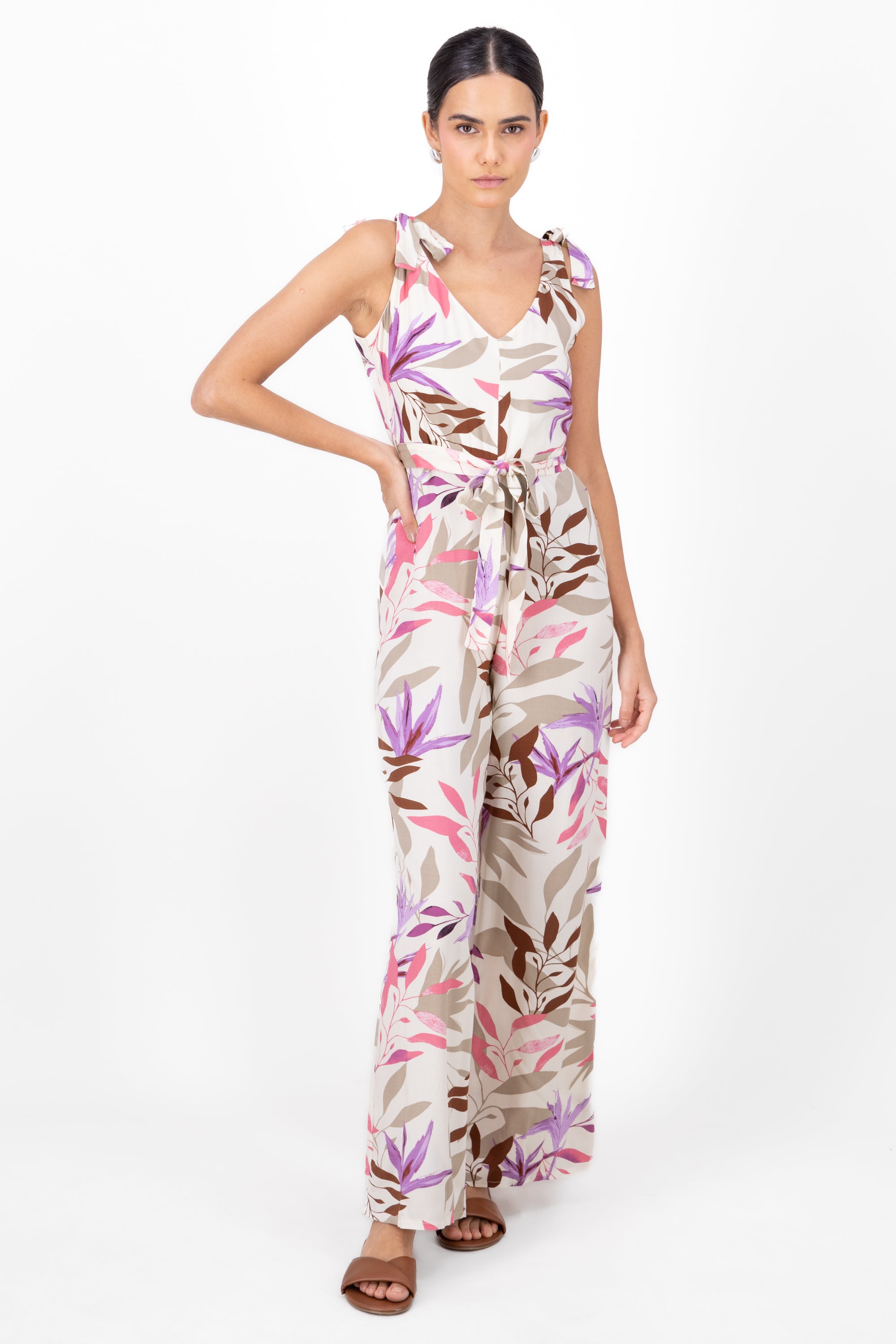 Jumpsuit tirantes estampado tropical BLANCO COMBO