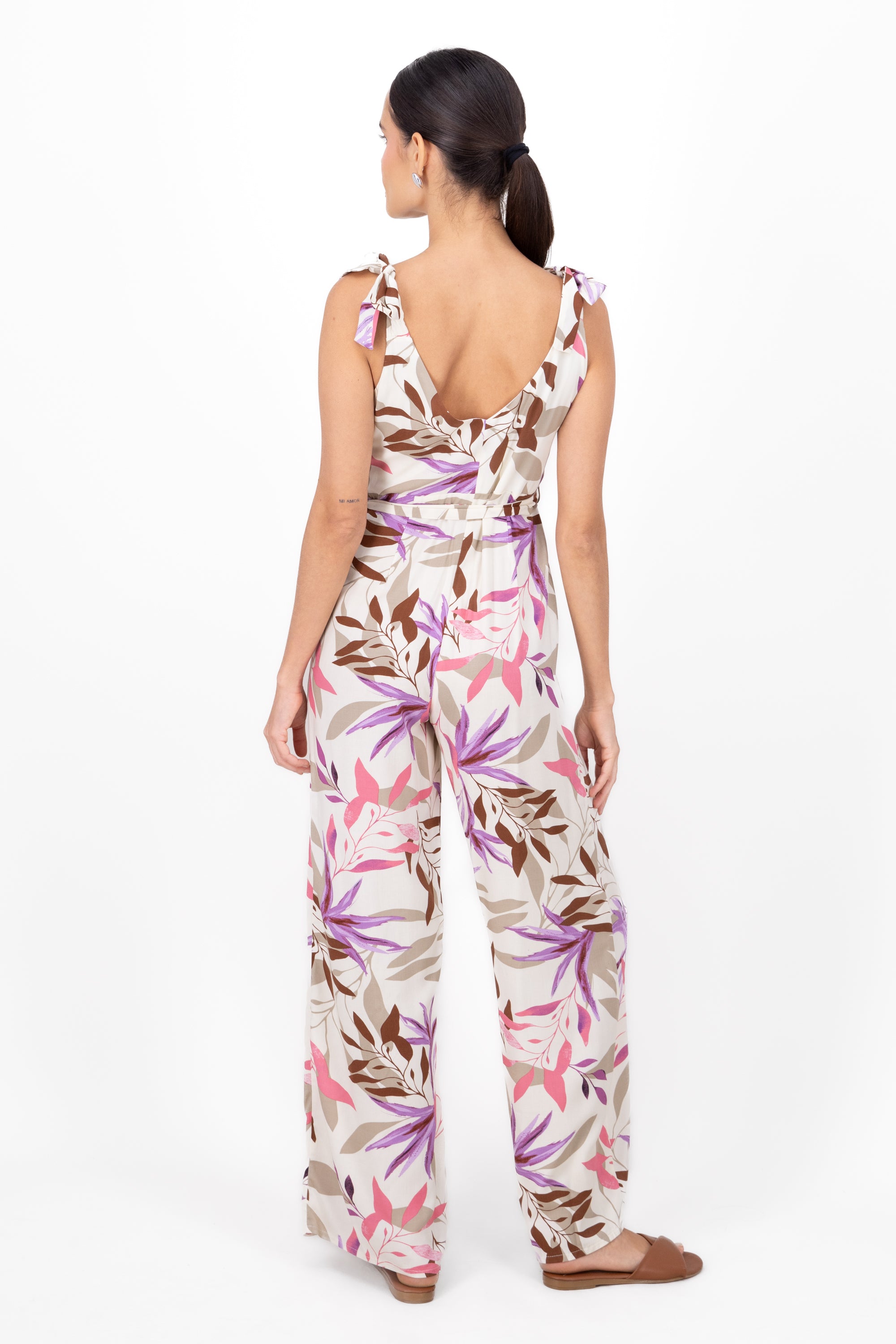 Jumpsuit tirantes estampado tropical BLANCO COMBO