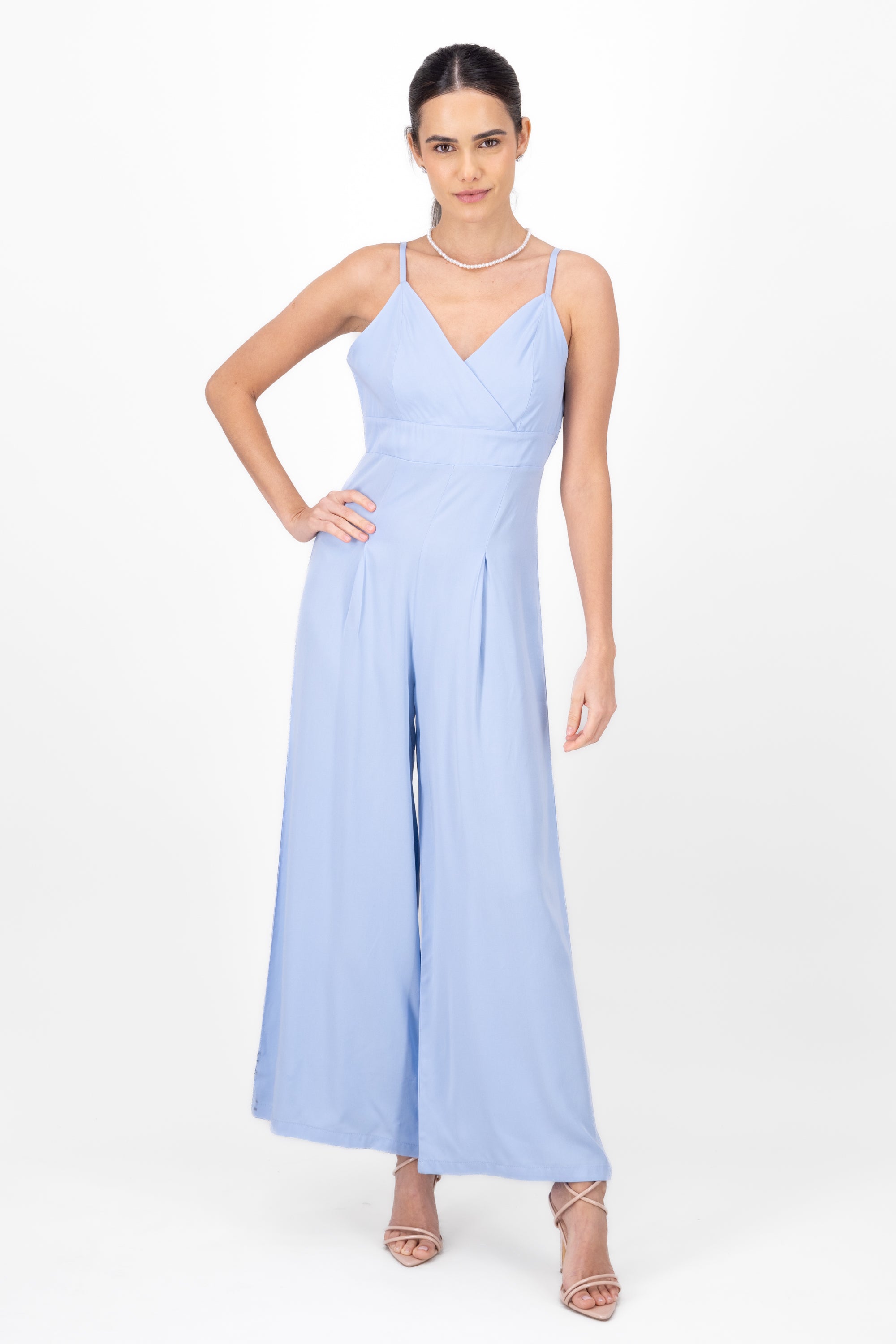 Jumpsuit escote v AZUL CIELO