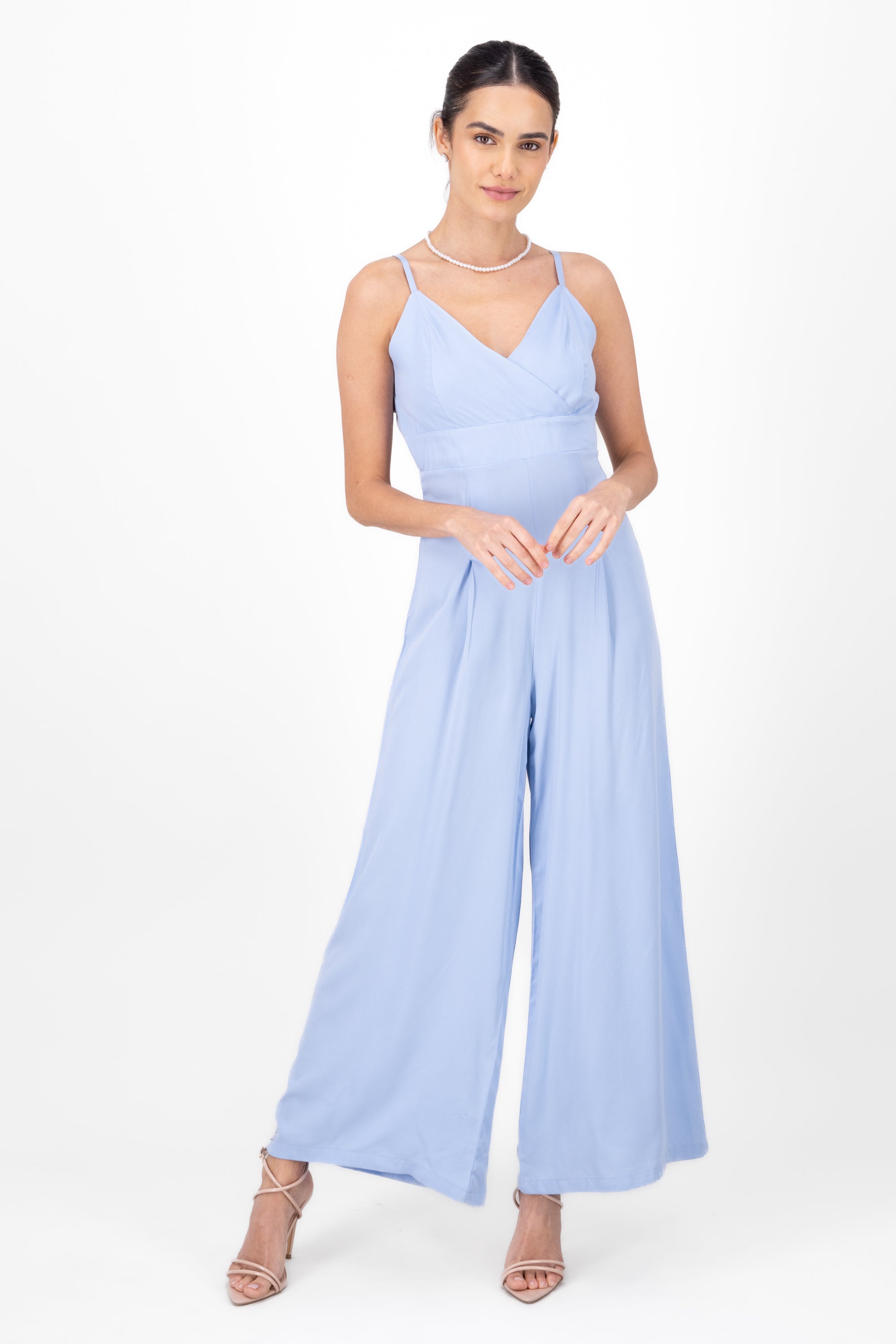 Jumpsuit escote v AZUL CIELO