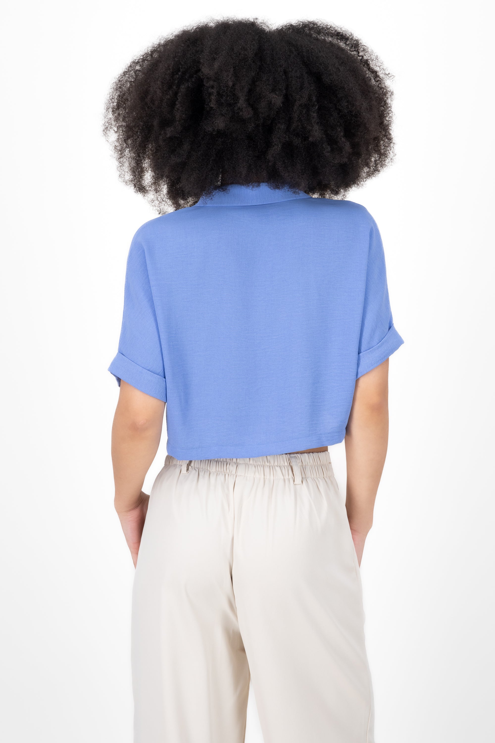 Camisa crop textura AZUL CIELO