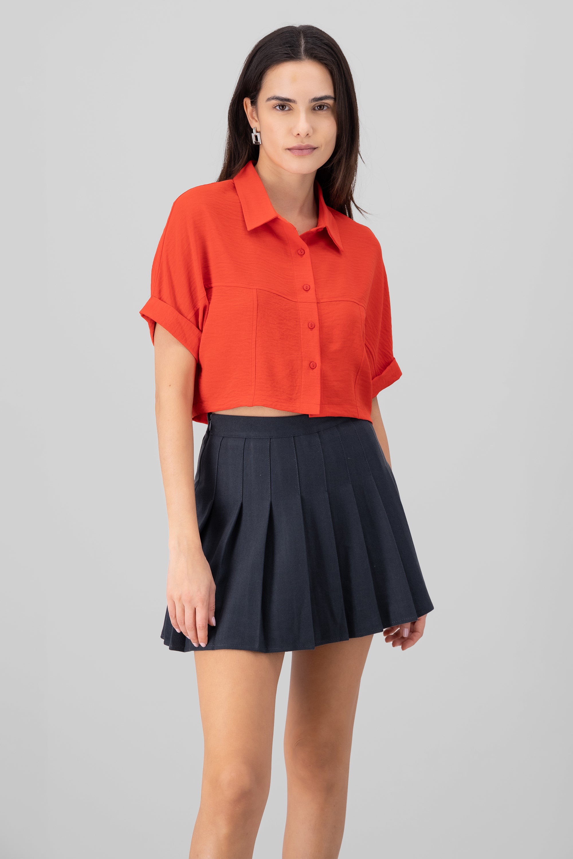Camisa crop textura ROJO