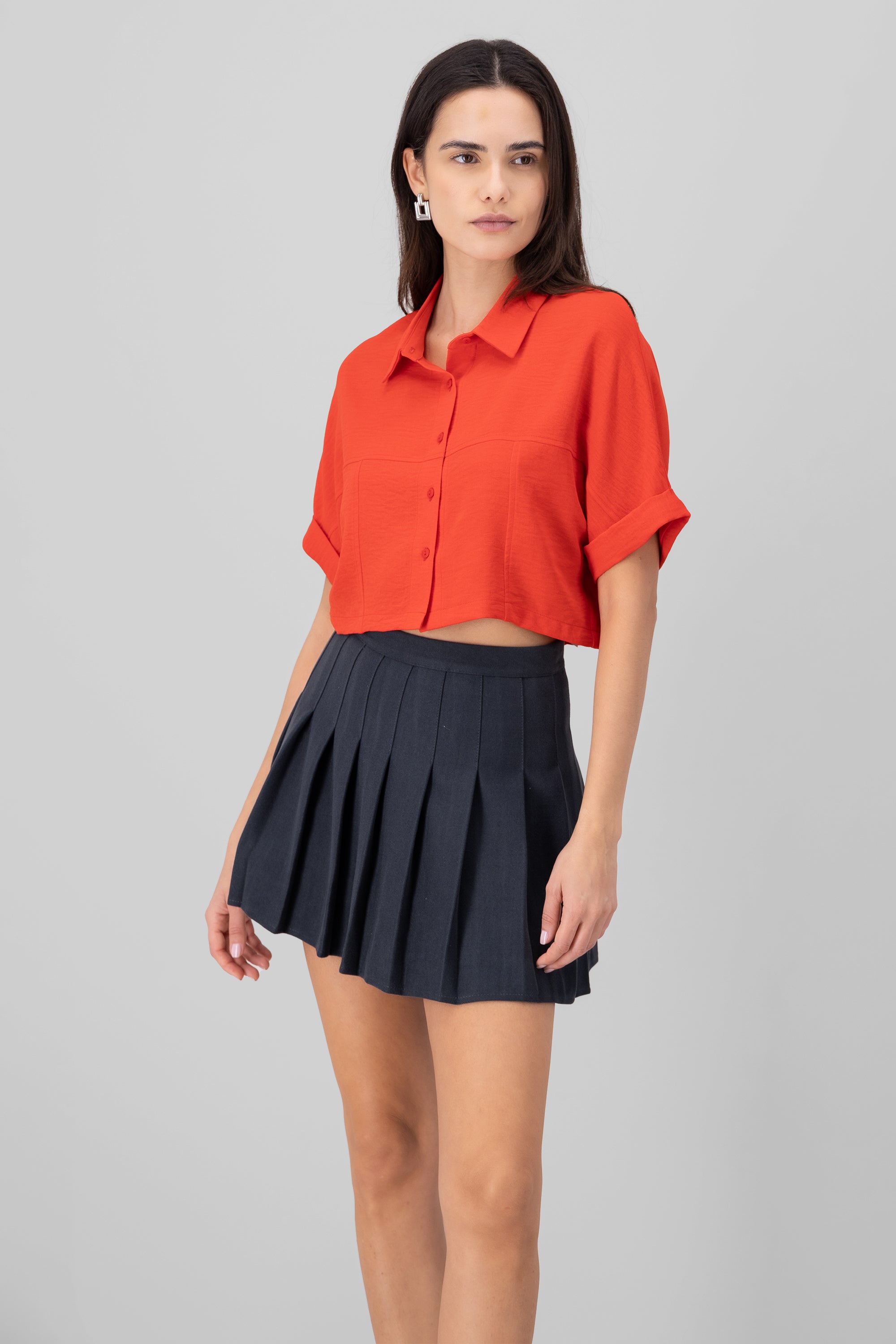 Camisa crop textura ROJO