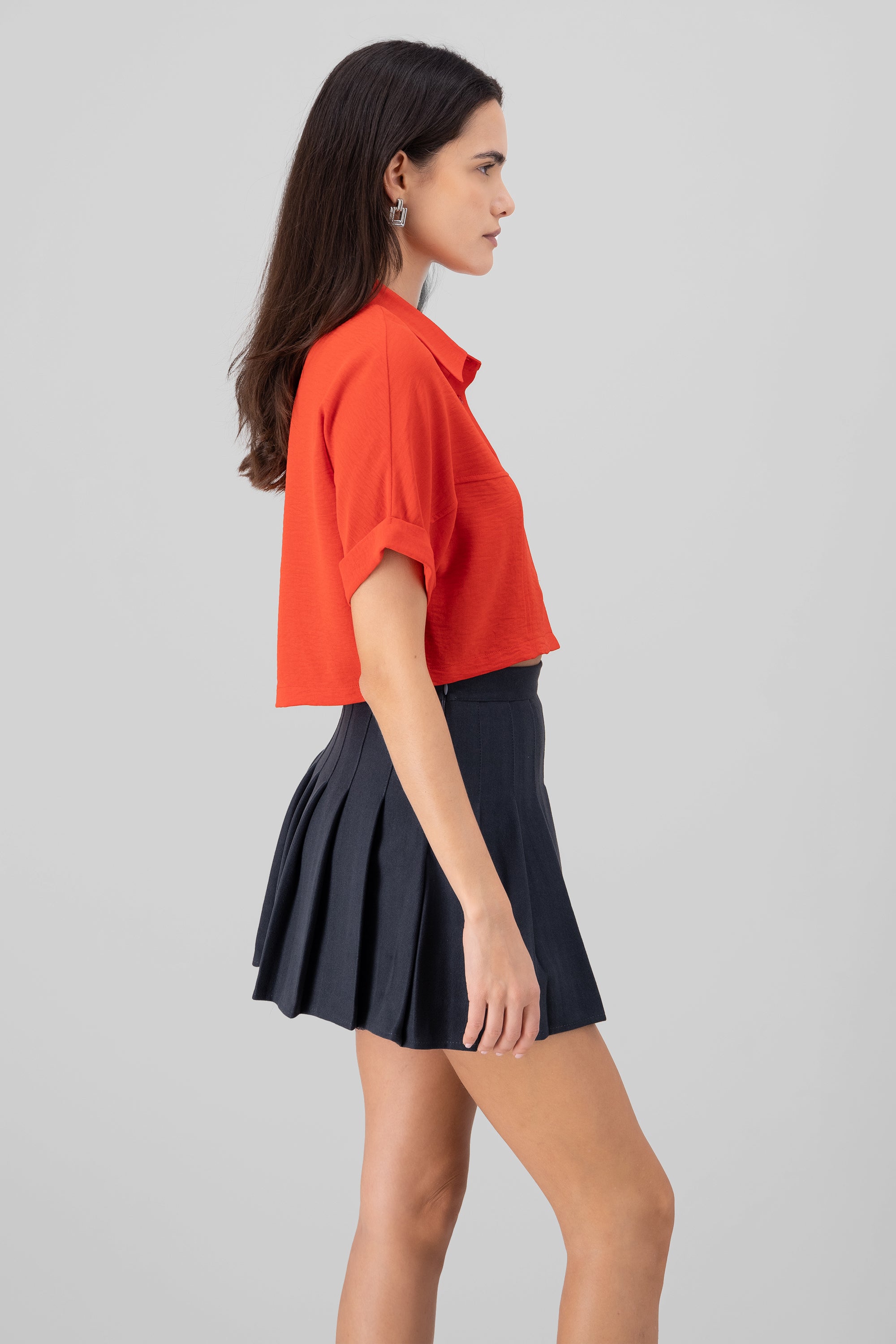 Camisa crop textura ROJO