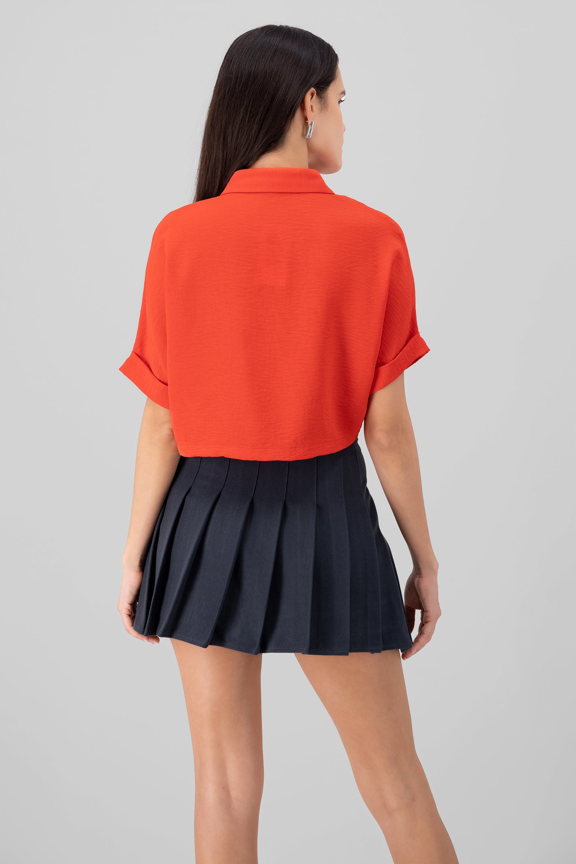 Camisa crop textura ROJO