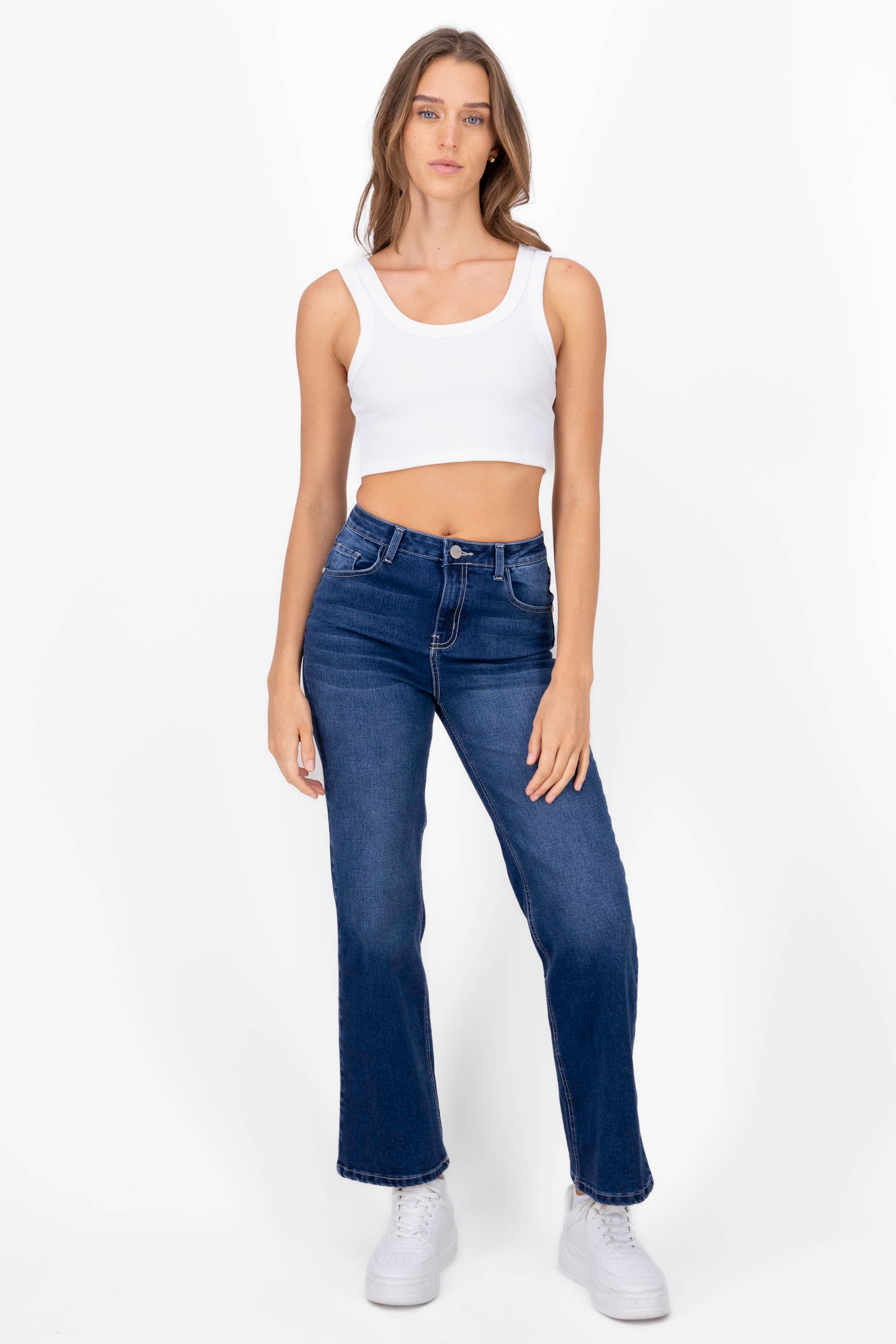 Jeans wide leg contraste STONE MEDIO