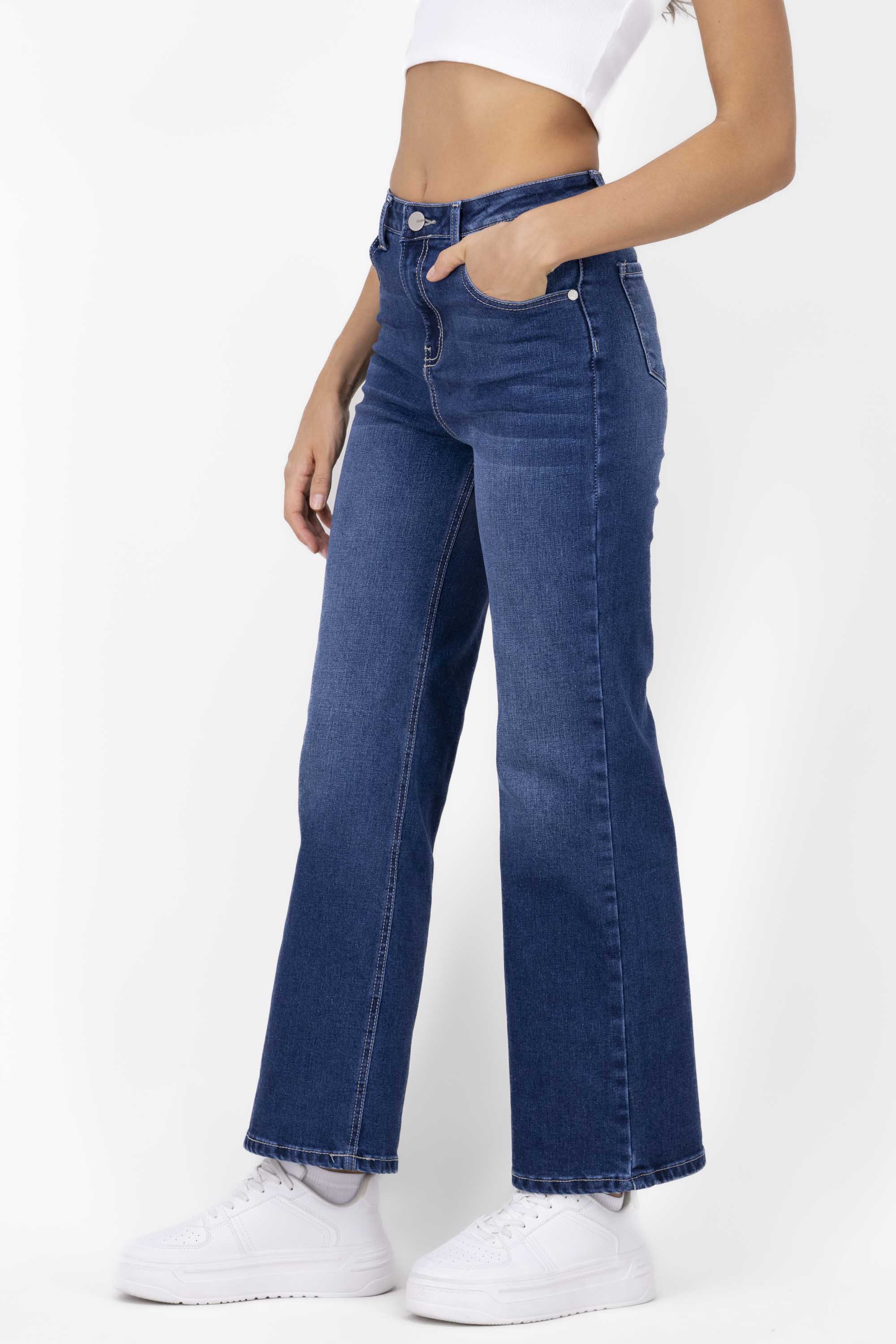 Jeans wide leg contraste STONE MEDIO