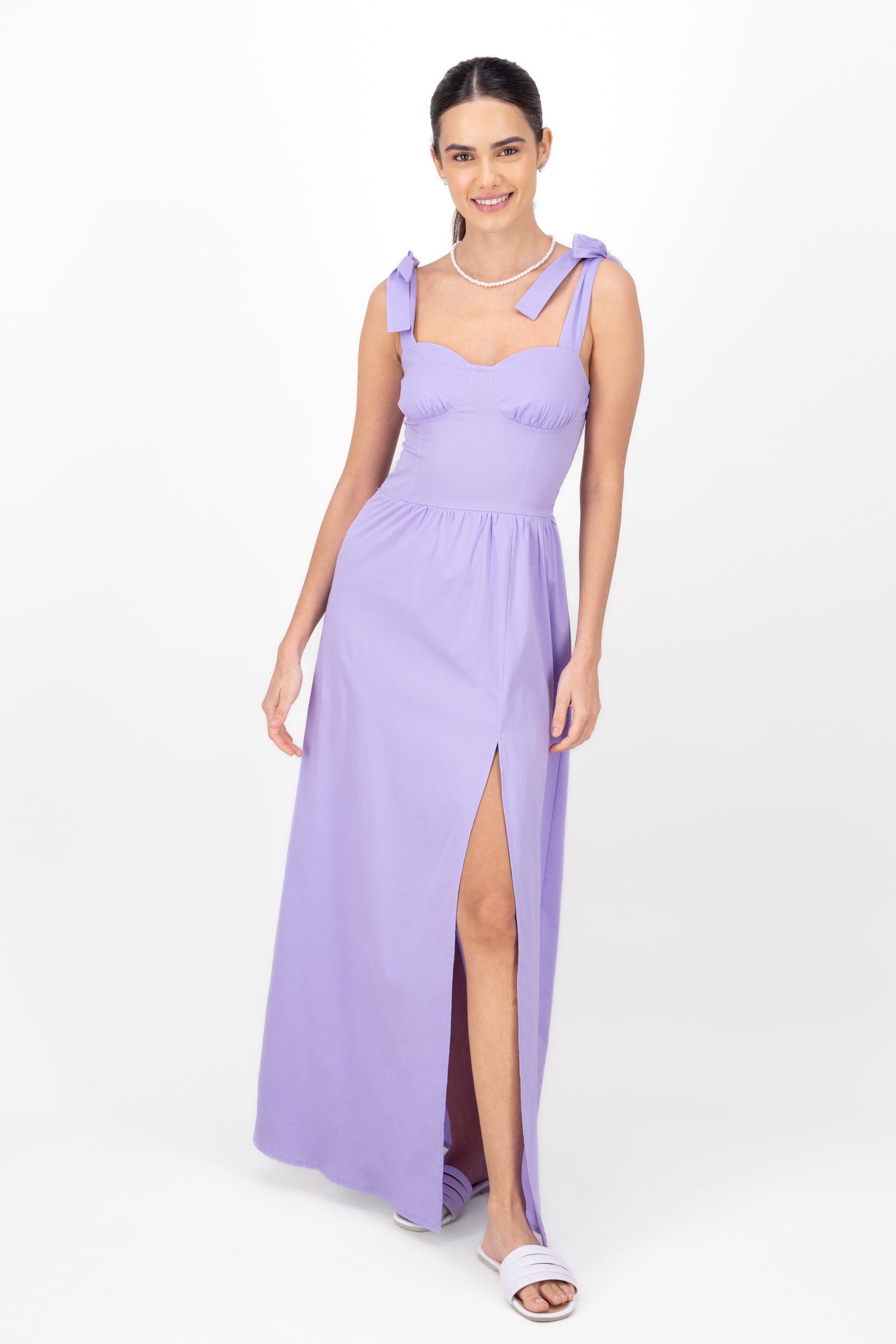 Maxi Dress Detail Moños Straps LILAC