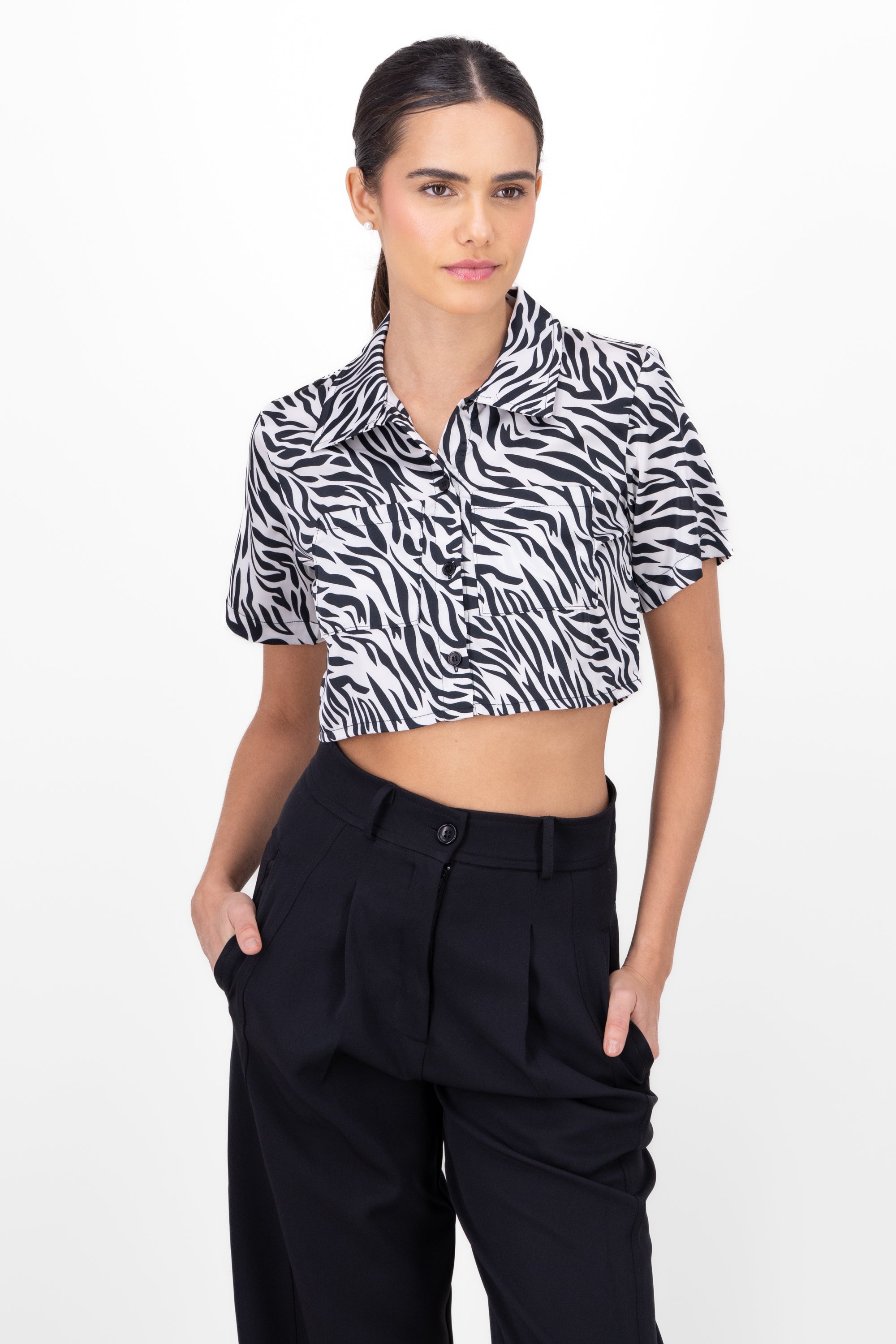 CROP CROP TRINT SHIRT Combo bone