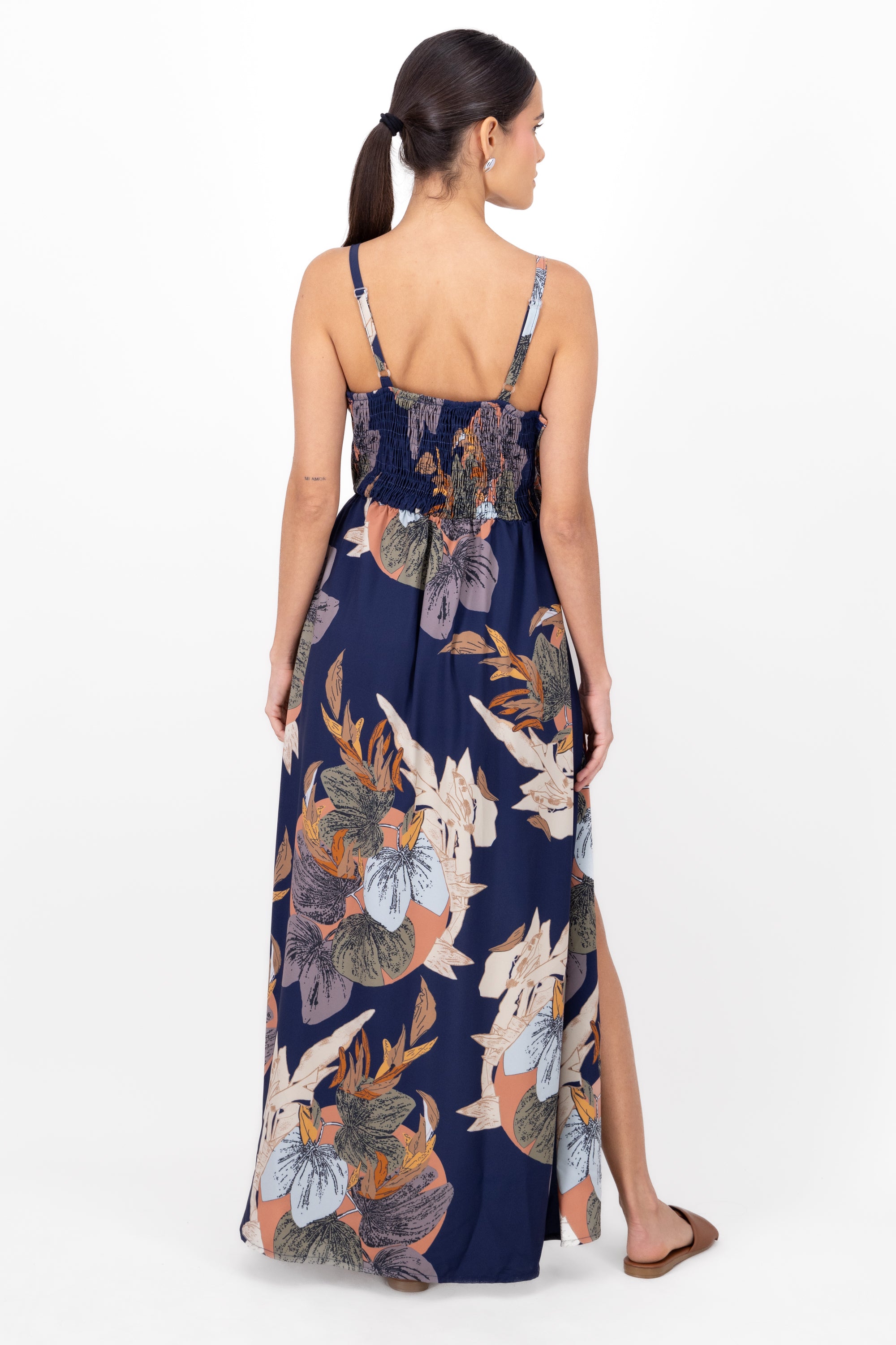 Romper estampado tropical detalle escote MARINO COMBO