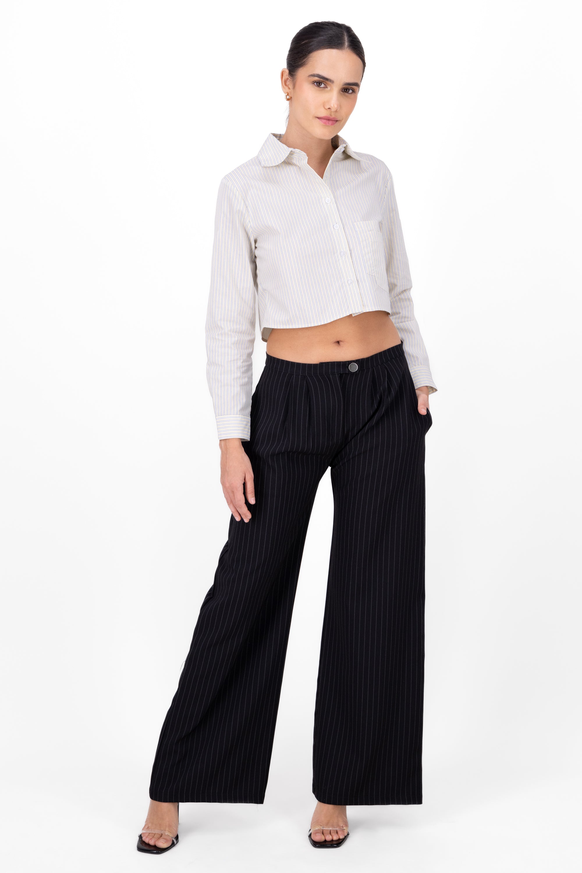 Pantalon amplio pinzas NEGRO