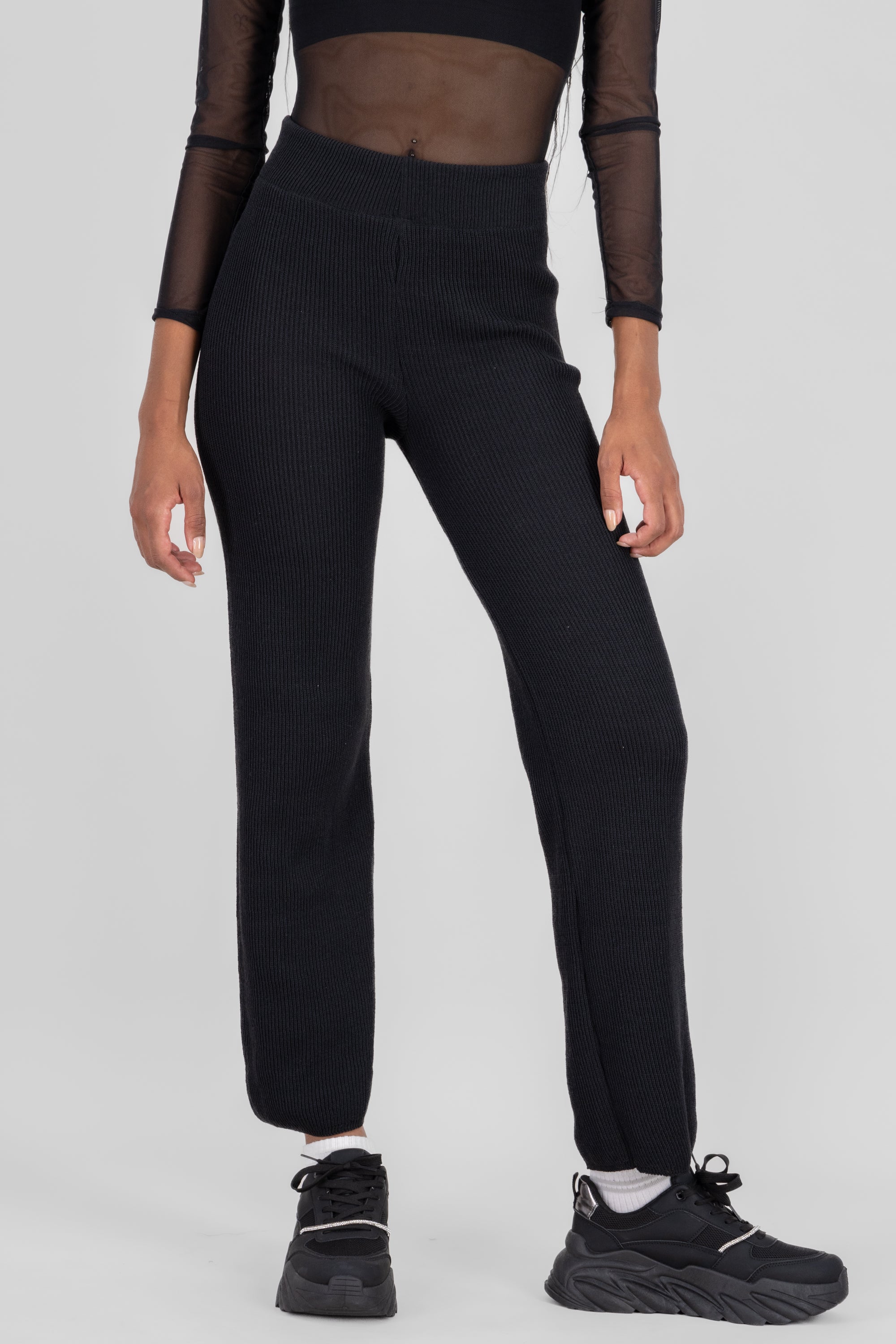 Pantalon fluido tejido wide leg NEGRO