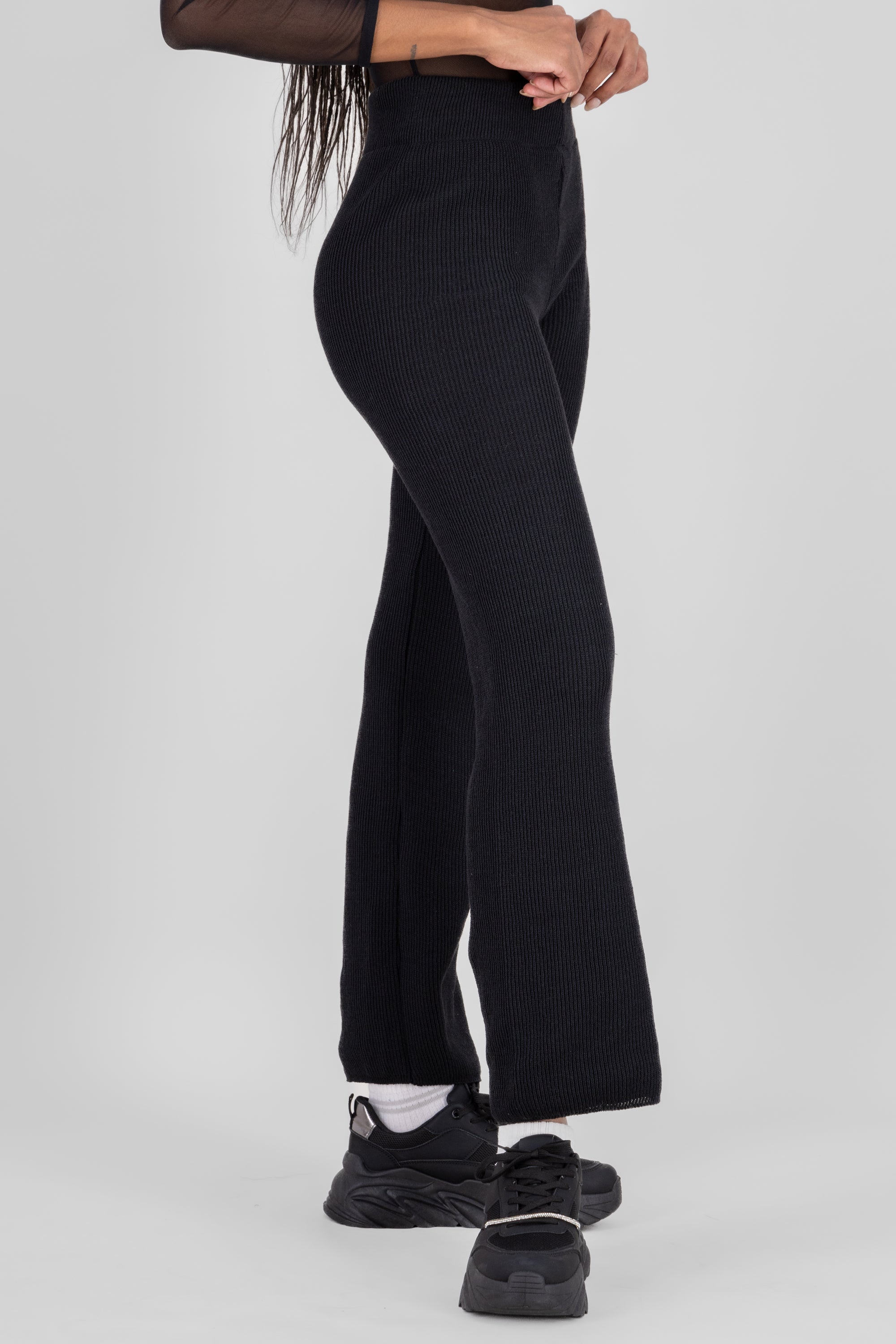 Pantalon fluido tejido wide leg NEGRO