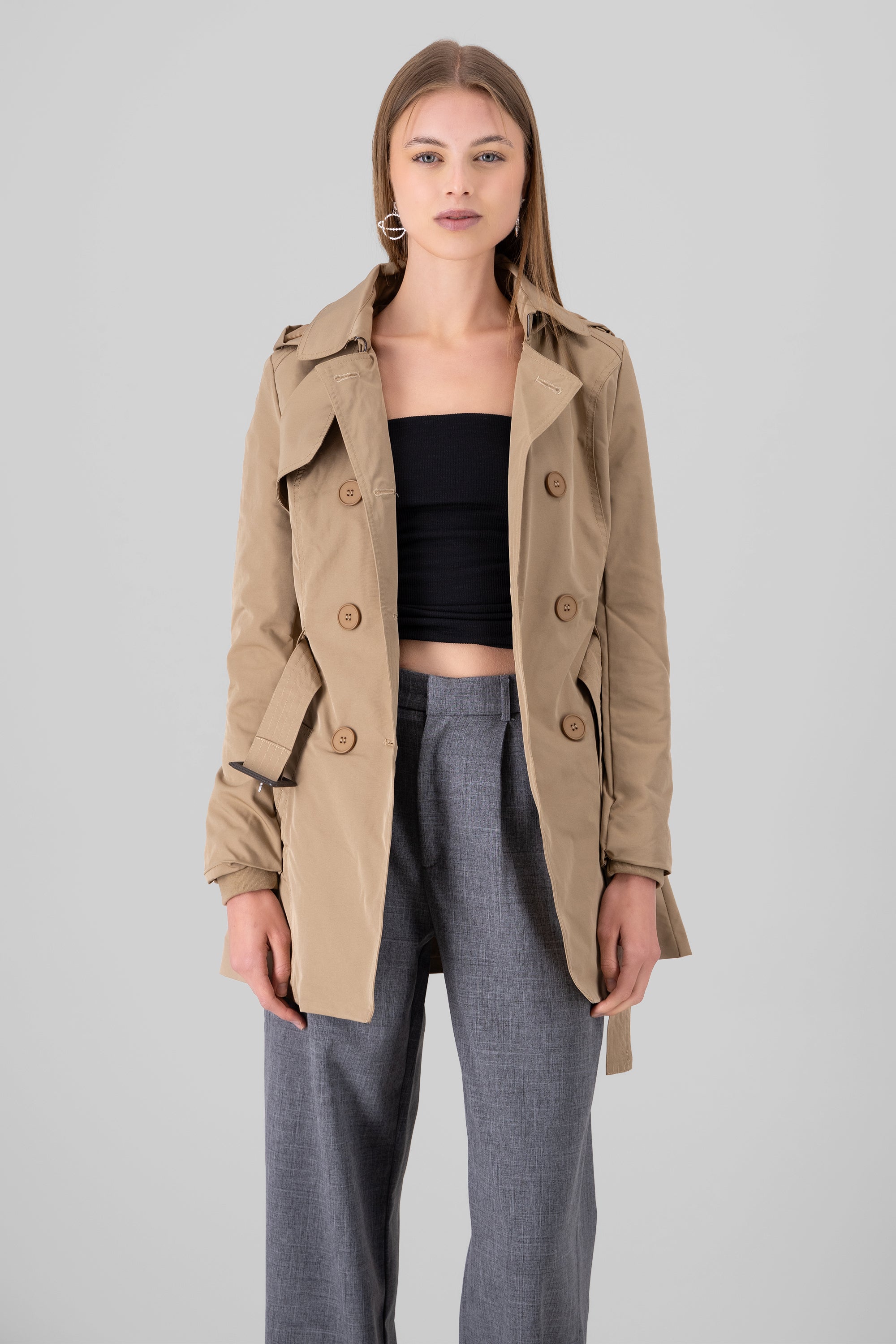 Gabardina Monochromatic buttons BEIGE