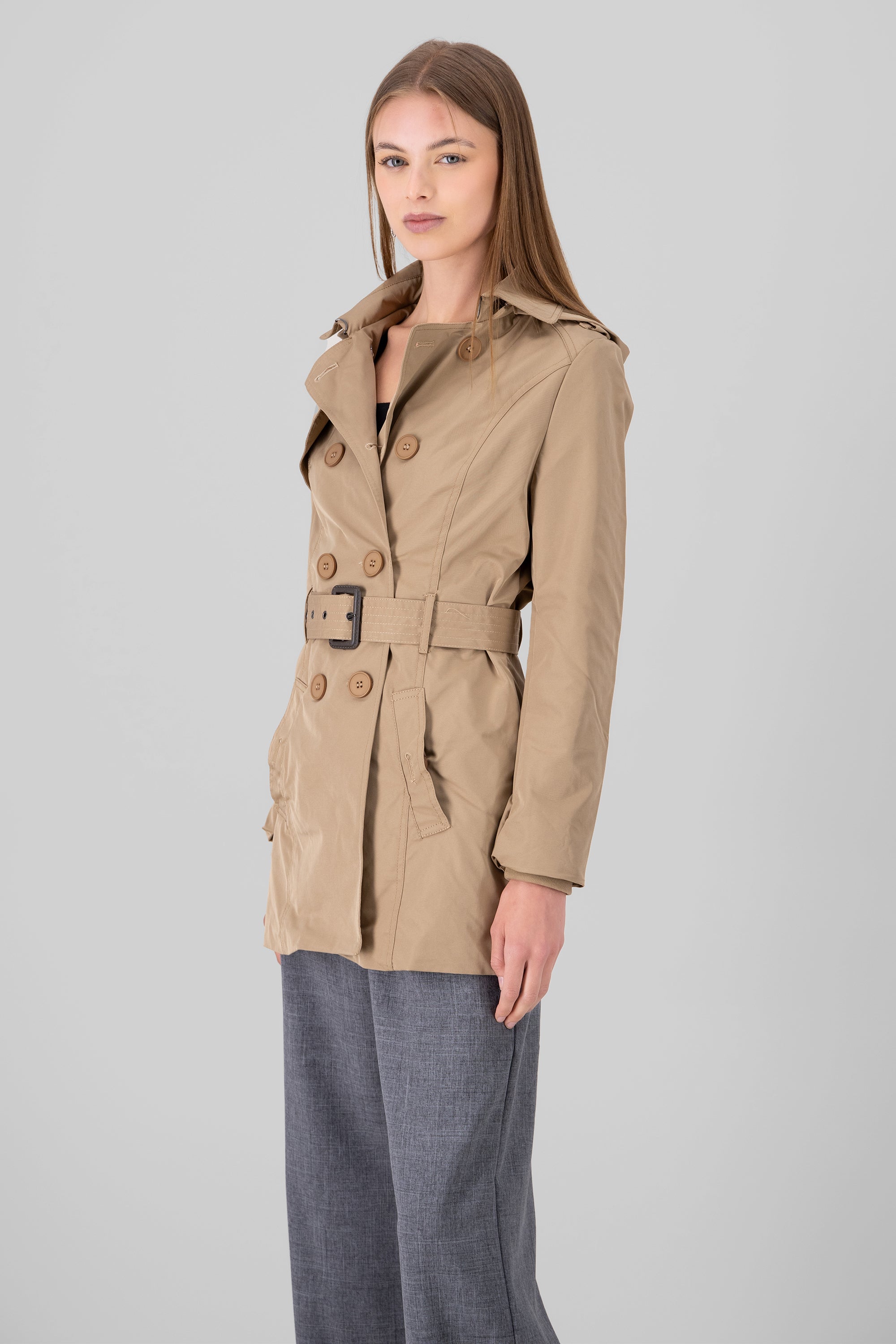 Gabardina Monochromatic buttons BEIGE