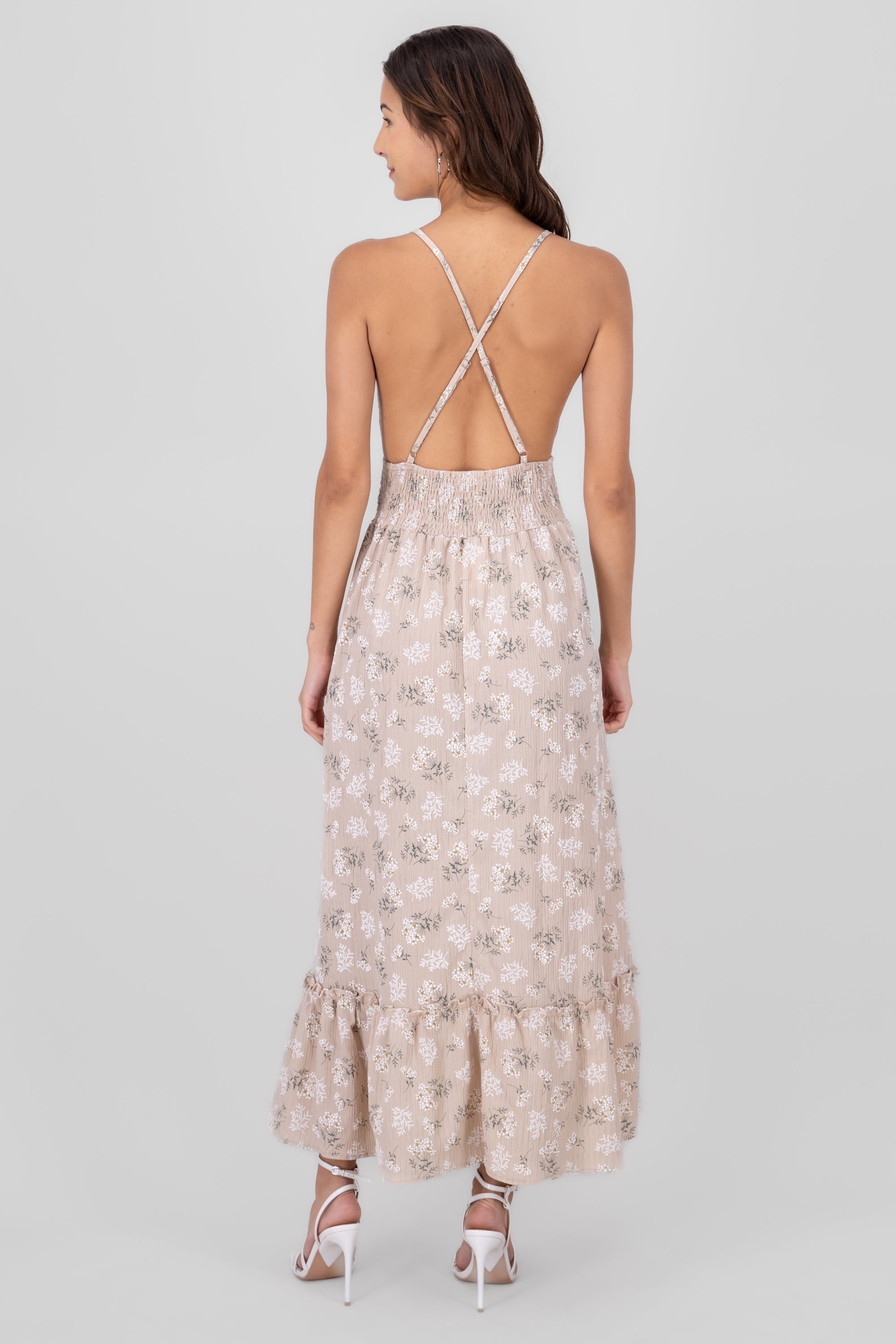 Maxi Flores dress Khaki Combo