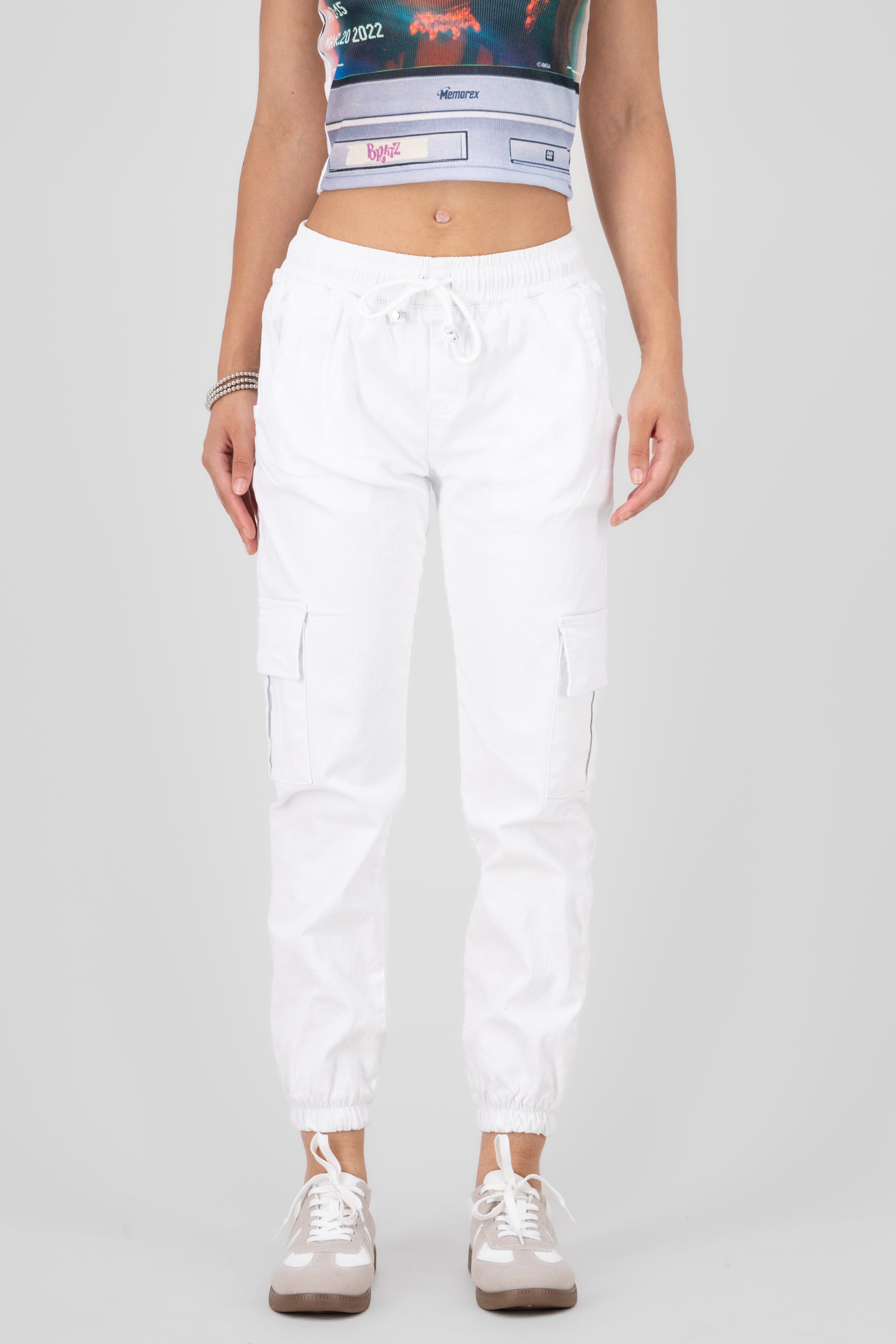 Jeans with spring and jareta WHITE