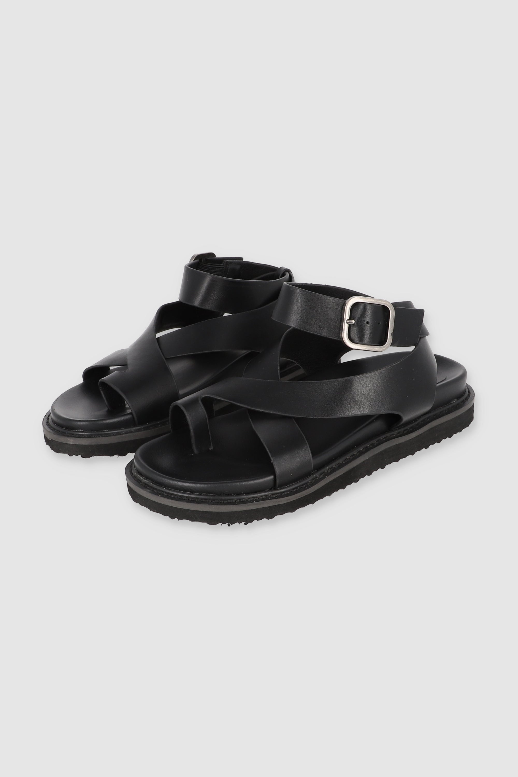 Gladiator sandal strips wide finger BLACK