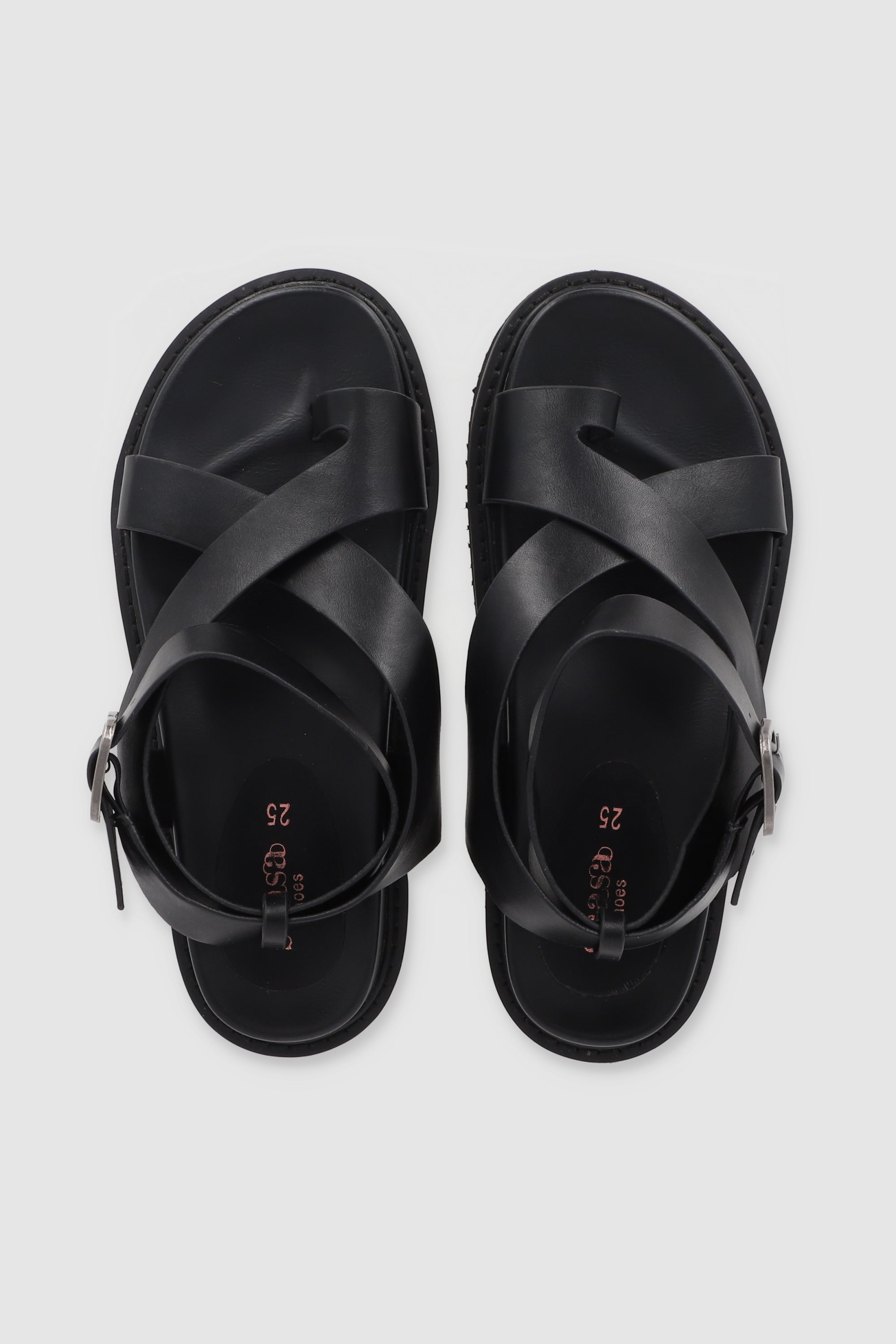 Gladiator sandal strips wide finger BLACK