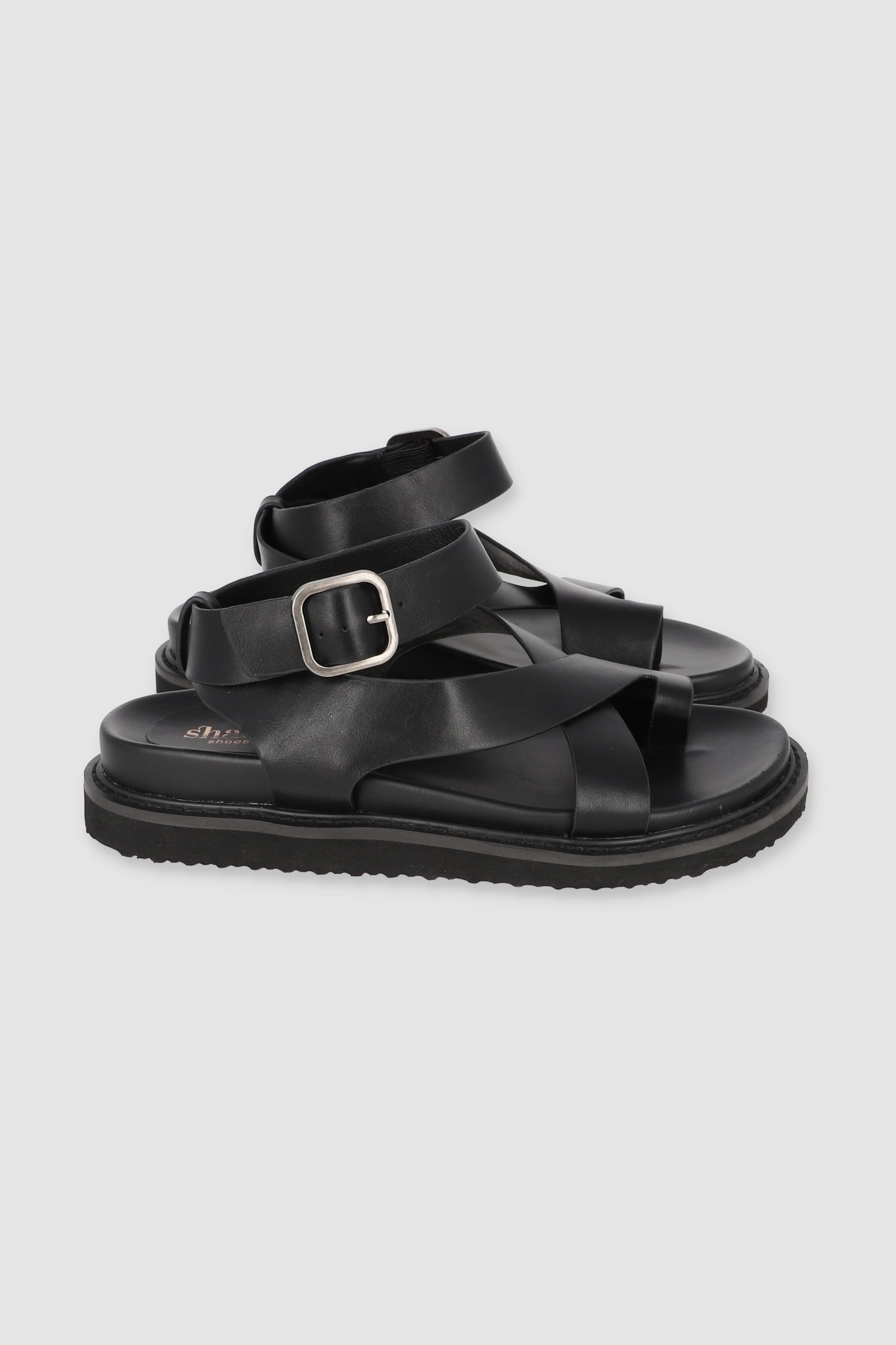 Gladiator sandal strips wide finger BLACK