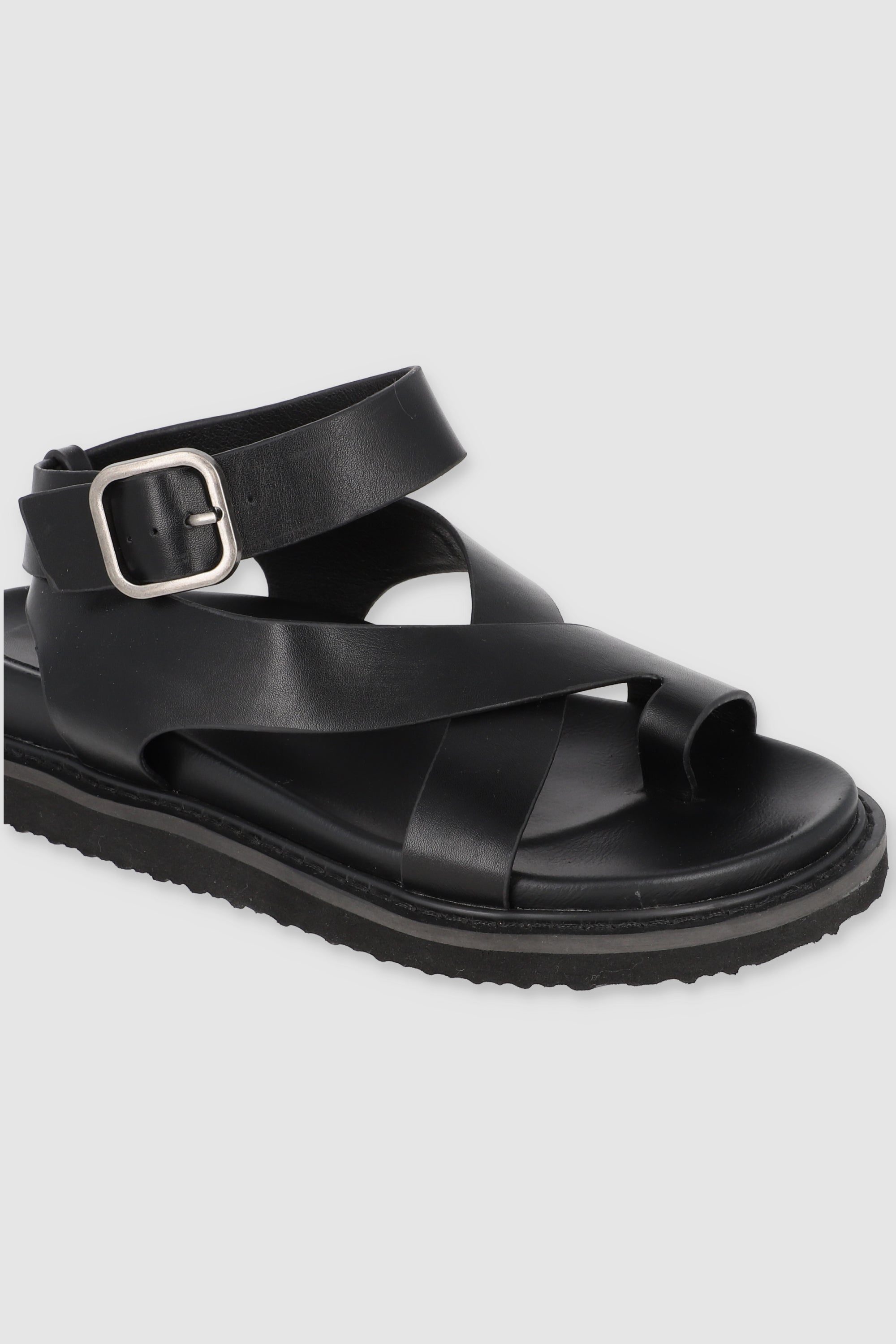 Gladiator sandal strips wide finger BLACK