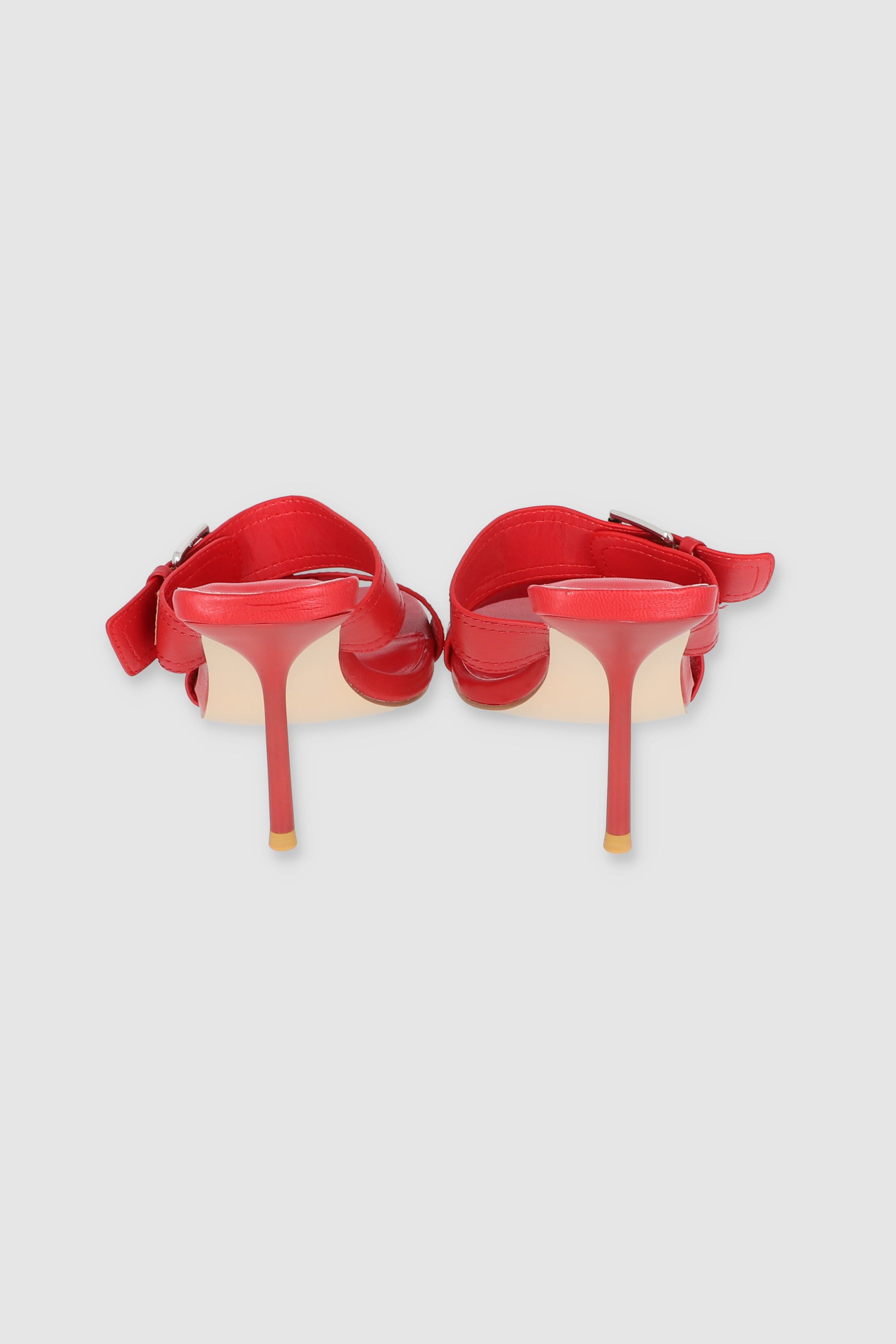 Wide straps mule two buckles RED