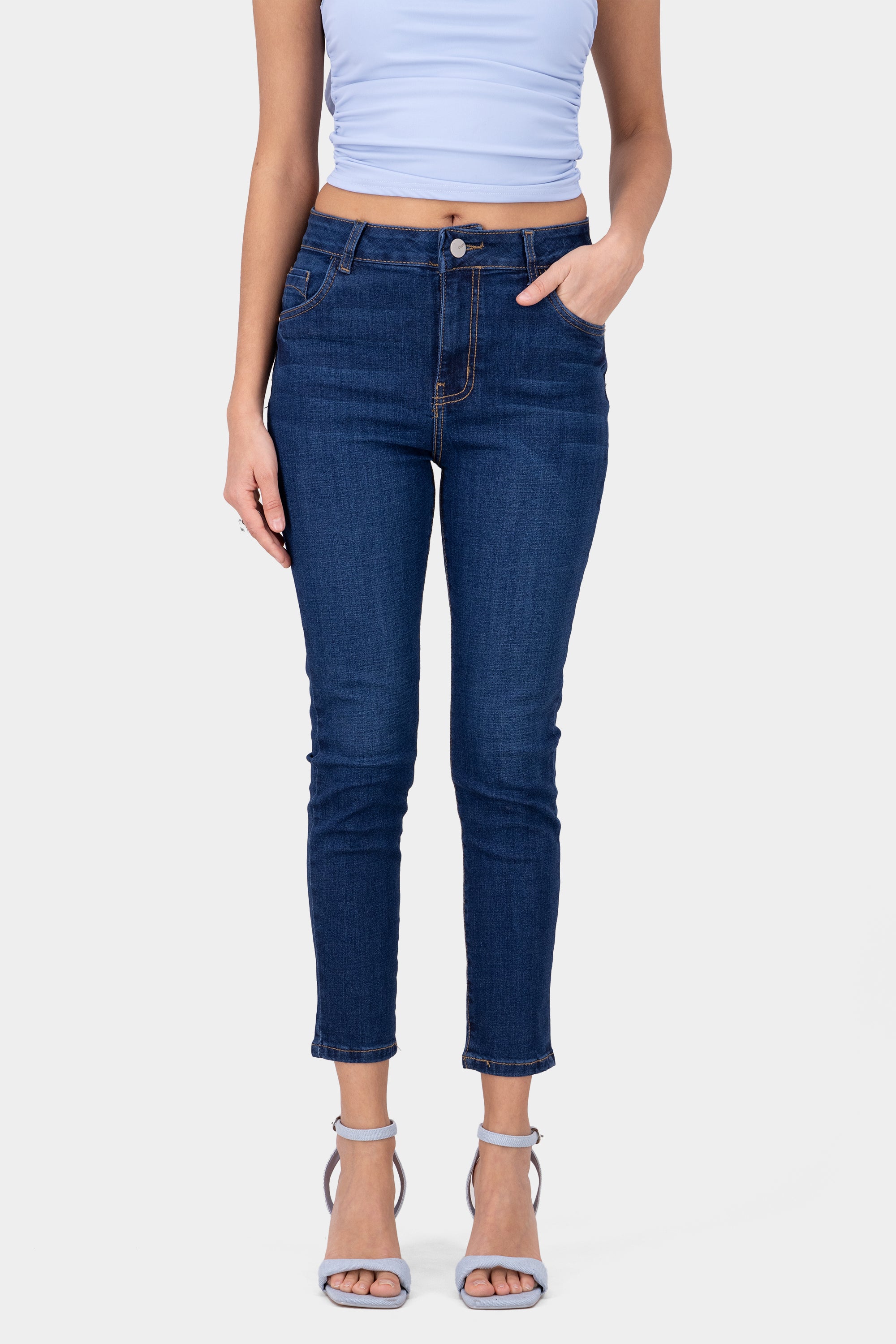 Jeans skinny cintura media DARK WASH