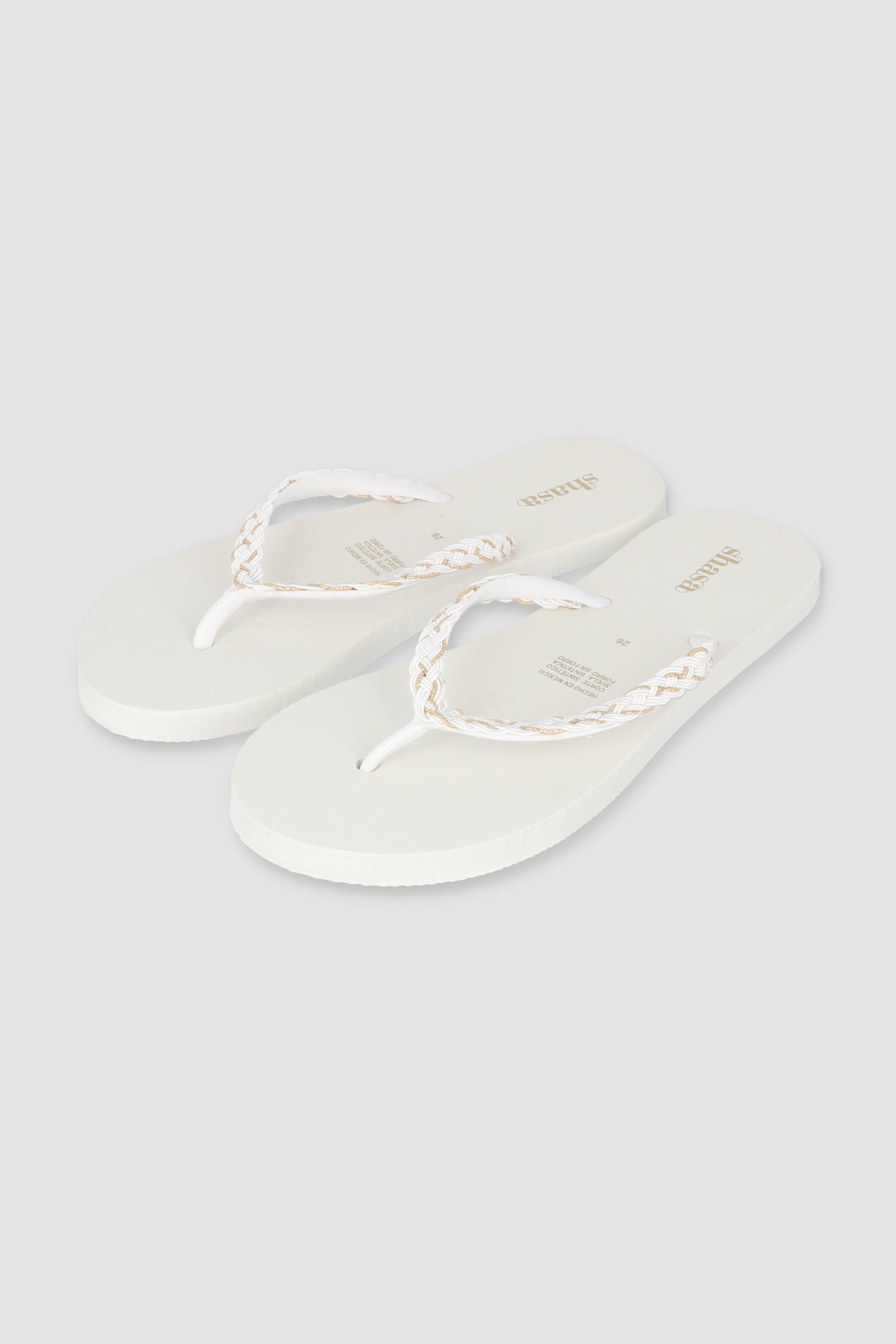 FLIP FLOP CHINELA BRILLOS TEJIDO BLANCO