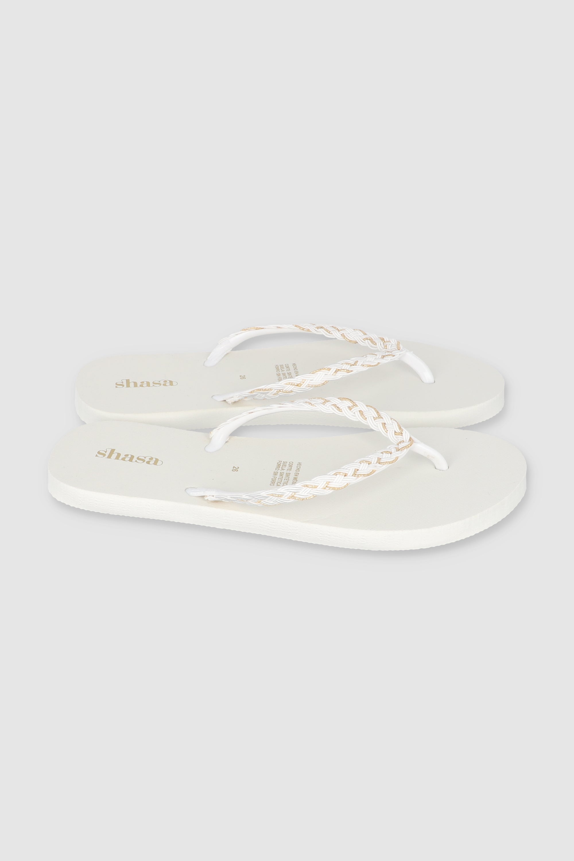 FLIP FLOP CHINELA BRILLOS TEJIDO BLANCO