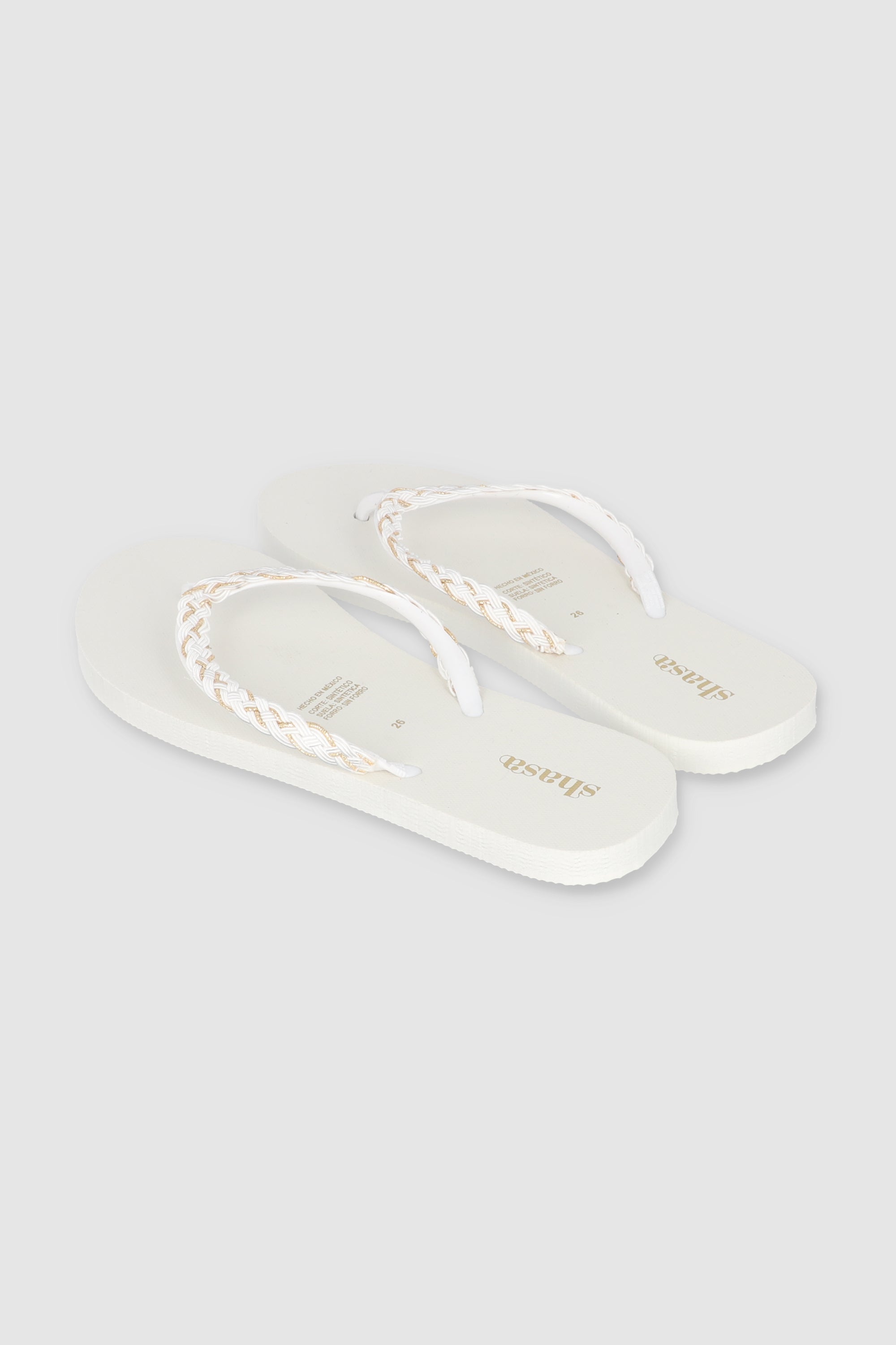 FLIP FLOP CHINELA BRILLOS TEJIDO BLANCO