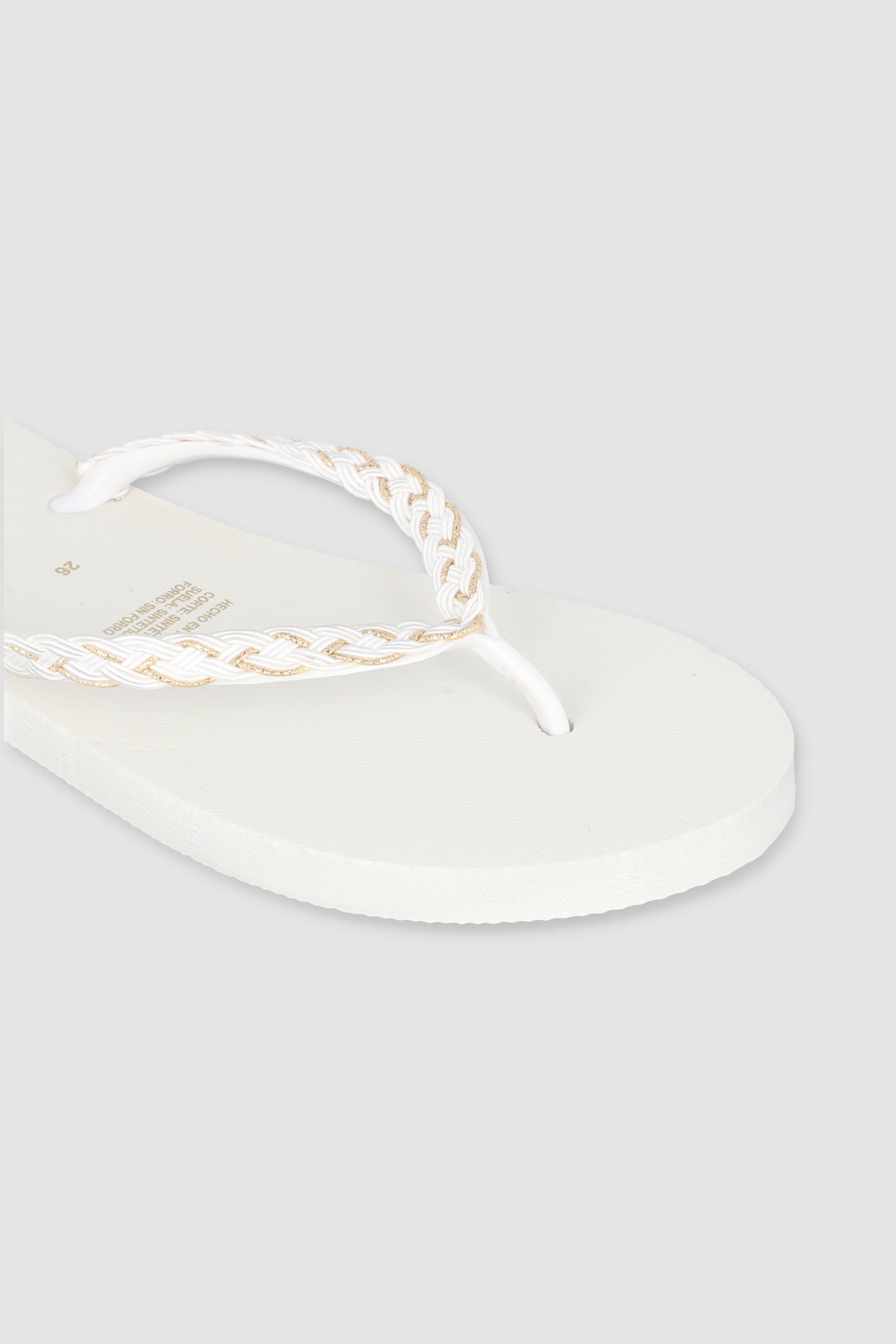 FLIP FLOP CHINELA BRILLOS TEJIDO BLANCO