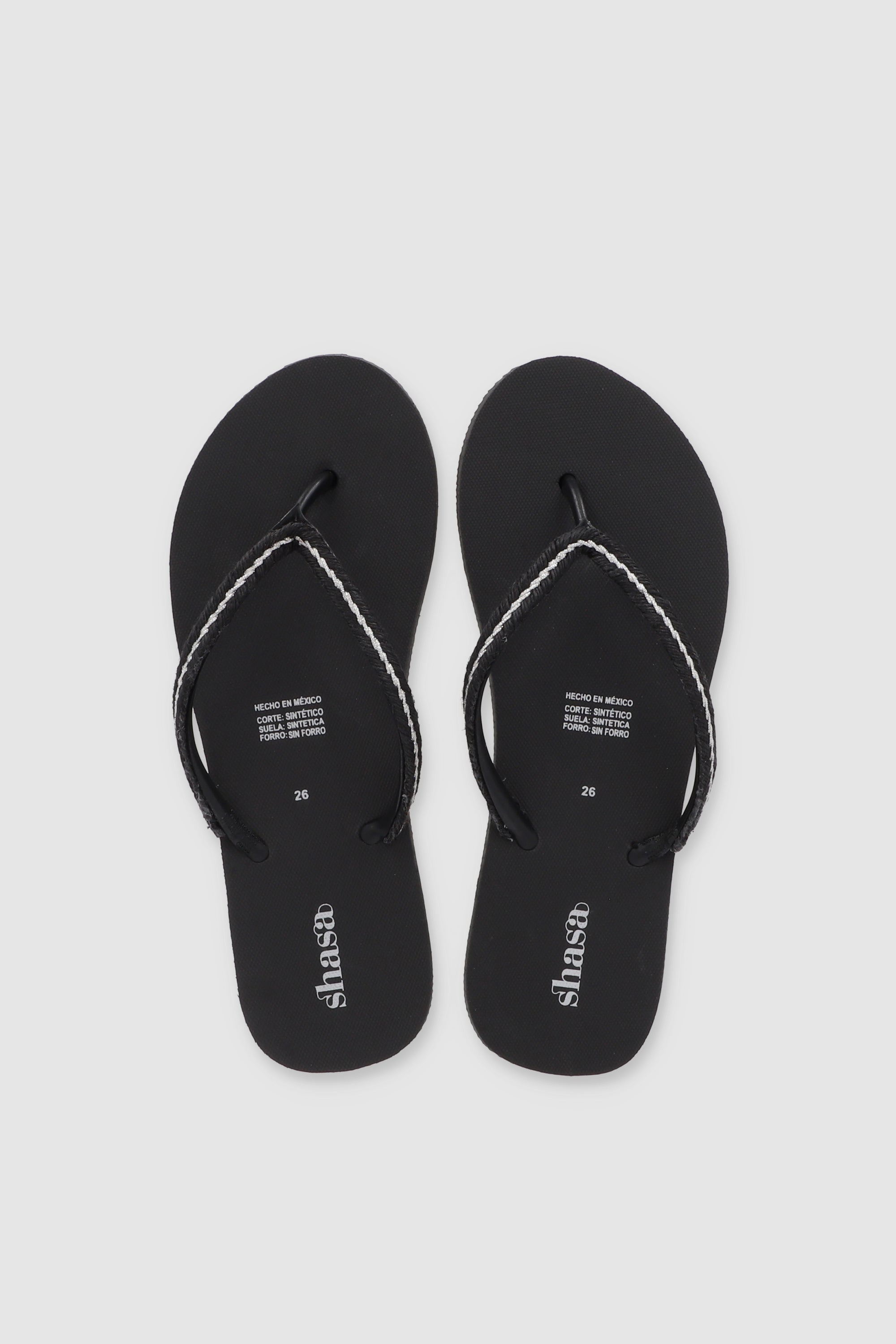 FLIP FLOP CHINELA BRILLOS TEJIDO NEGRO