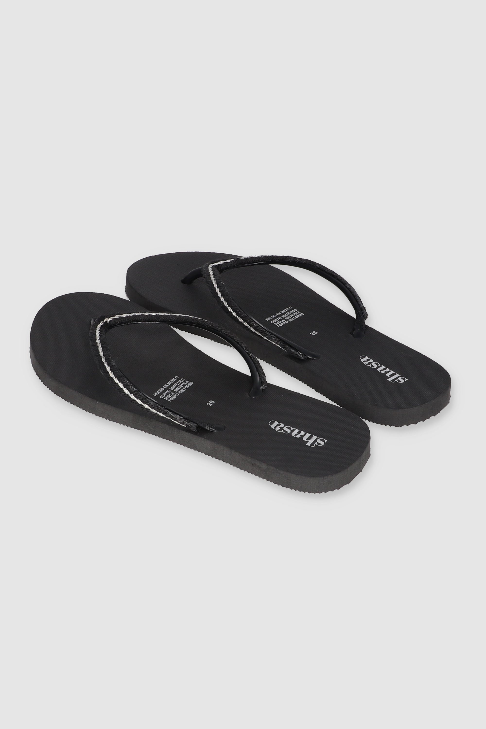 FLIP FLOP CHINELA BRILLOS TEJIDO NEGRO