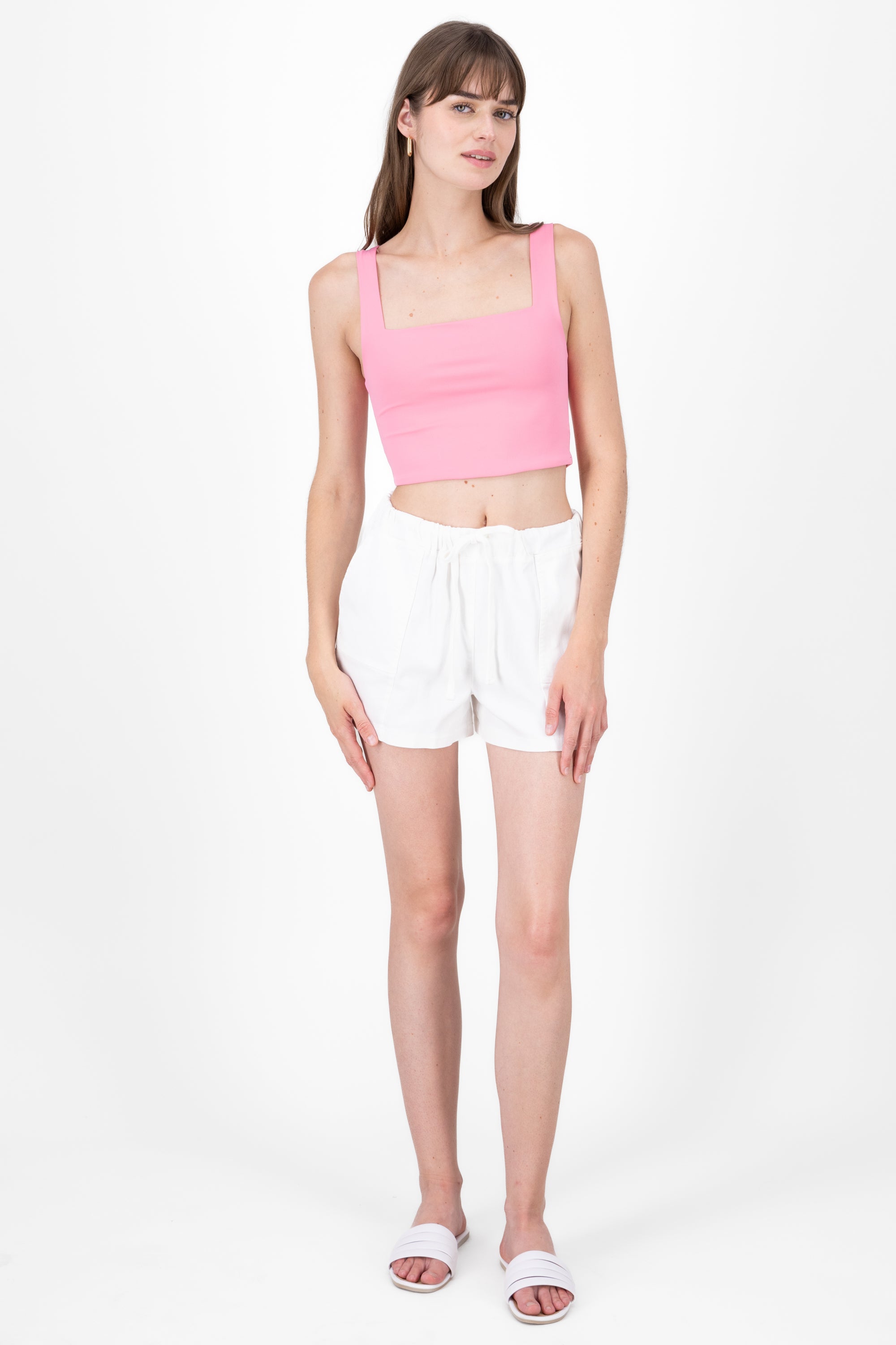 Short Mini with waist spring and Hypster bags WHITE