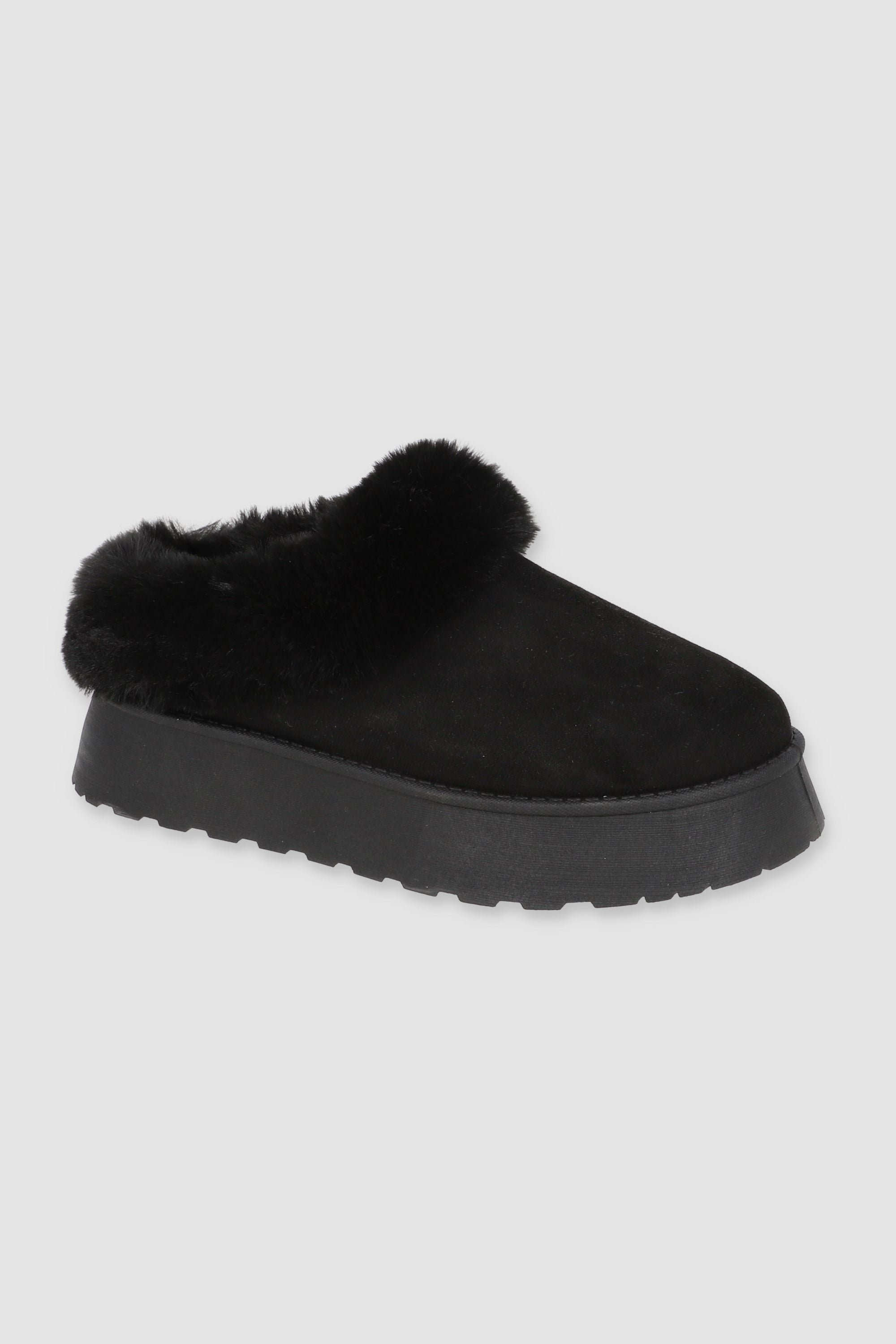 Pantufla Peluda Mula NEGRO