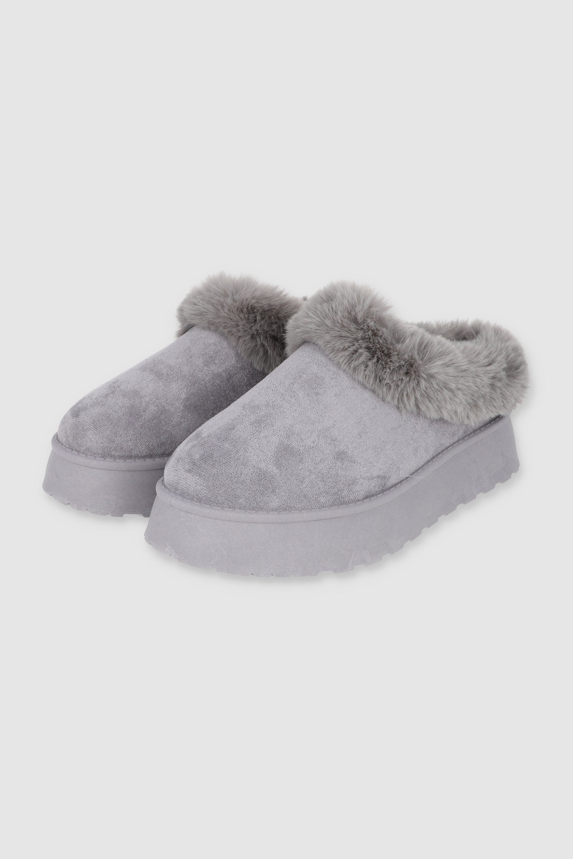 Pantufla Peluda Mula GRIS