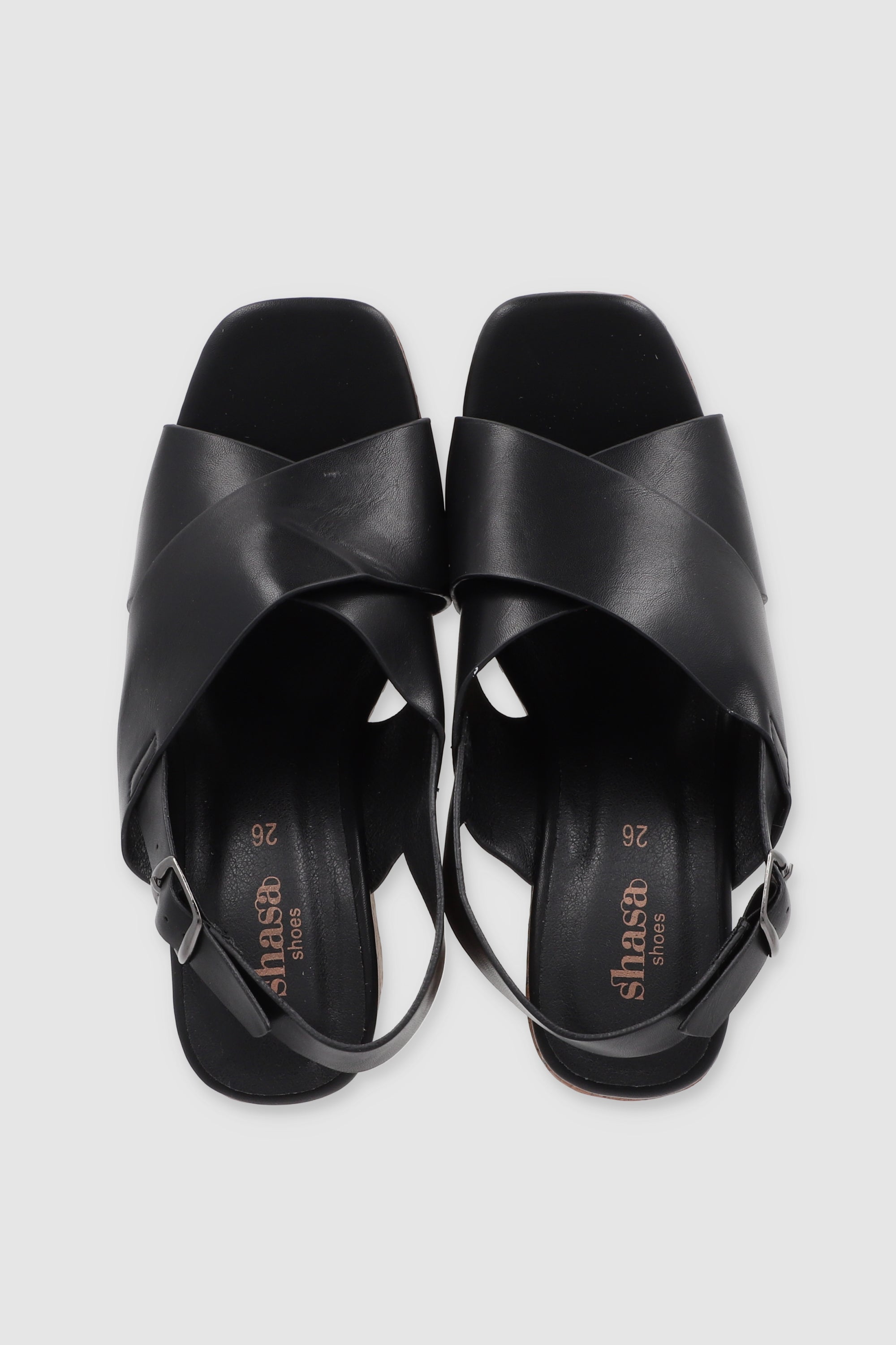 Cuña tiras anchas cruzadas destalonadas NEGRO