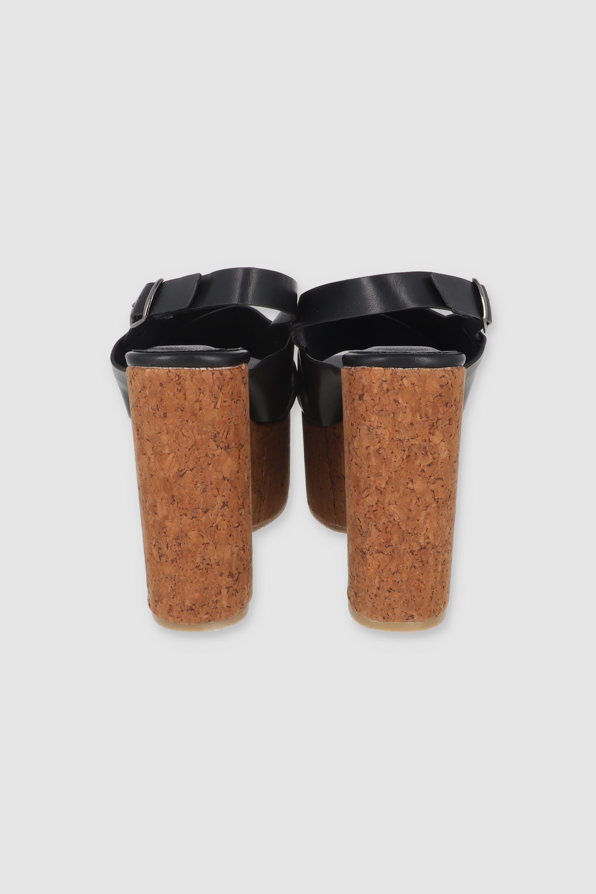 Cuña tiras anchas cruzadas destalonadas NEGRO