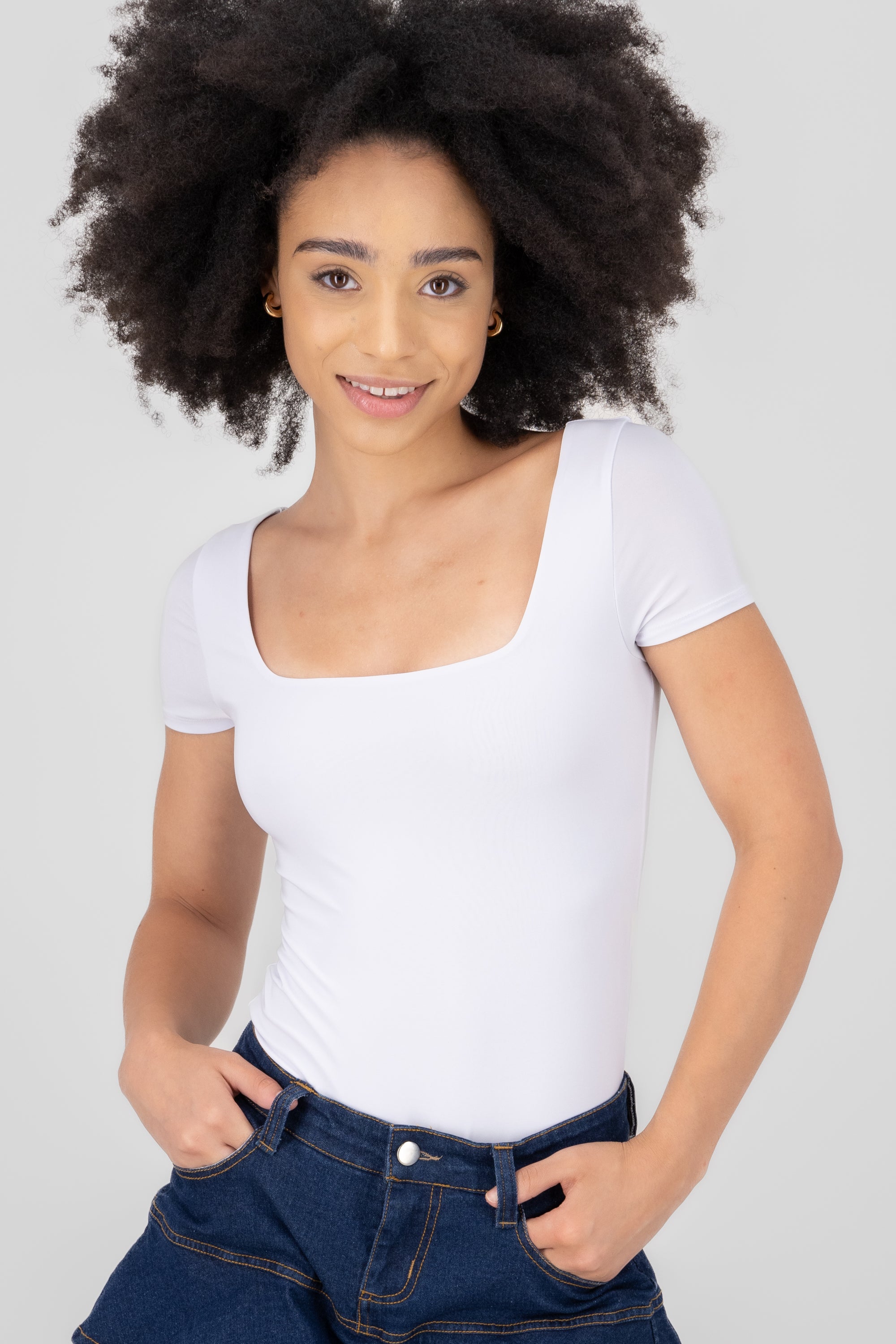 Body escote cuadrado doble tela BLANCO