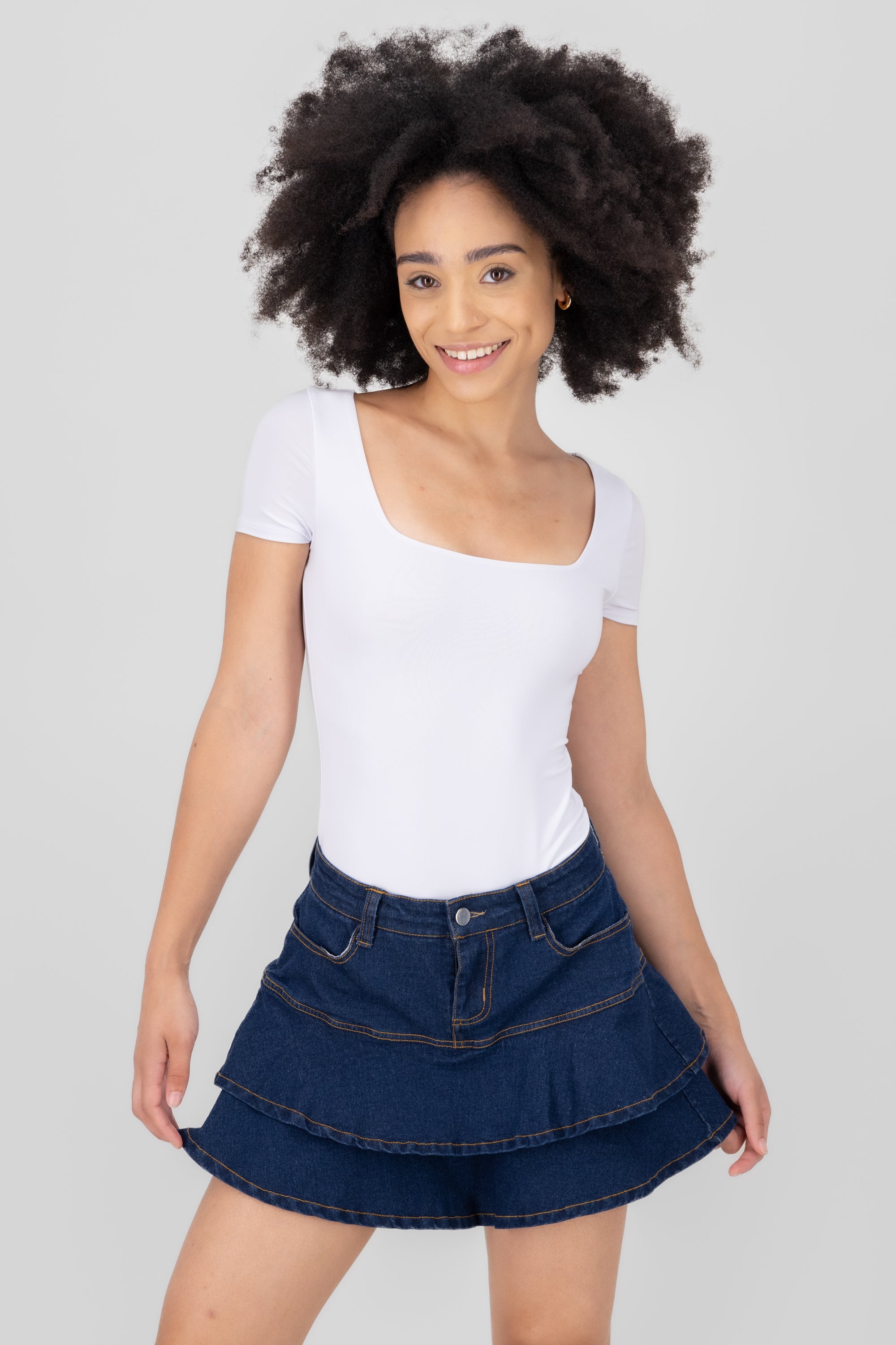 Body escote cuadrado doble tela BLANCO