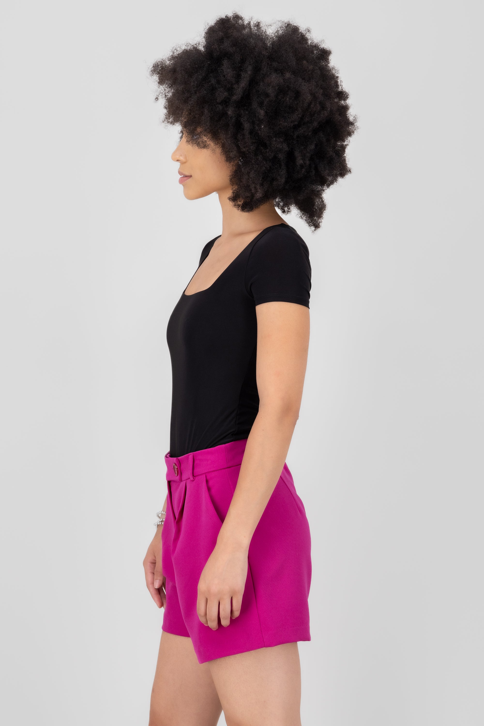 Body escote cuadrado doble tela NEGRO