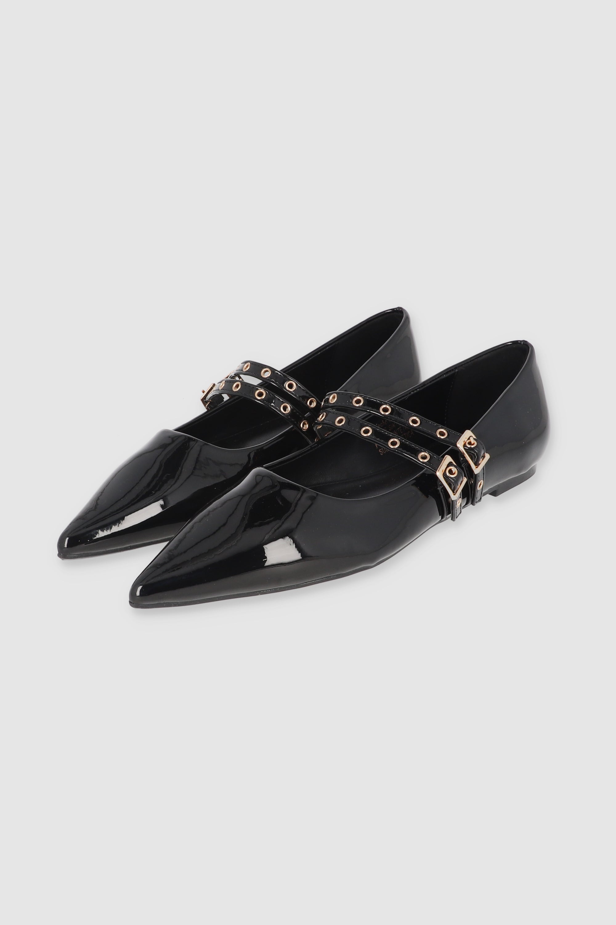 Flat puntal tiras delgadas eyelets NEGRO