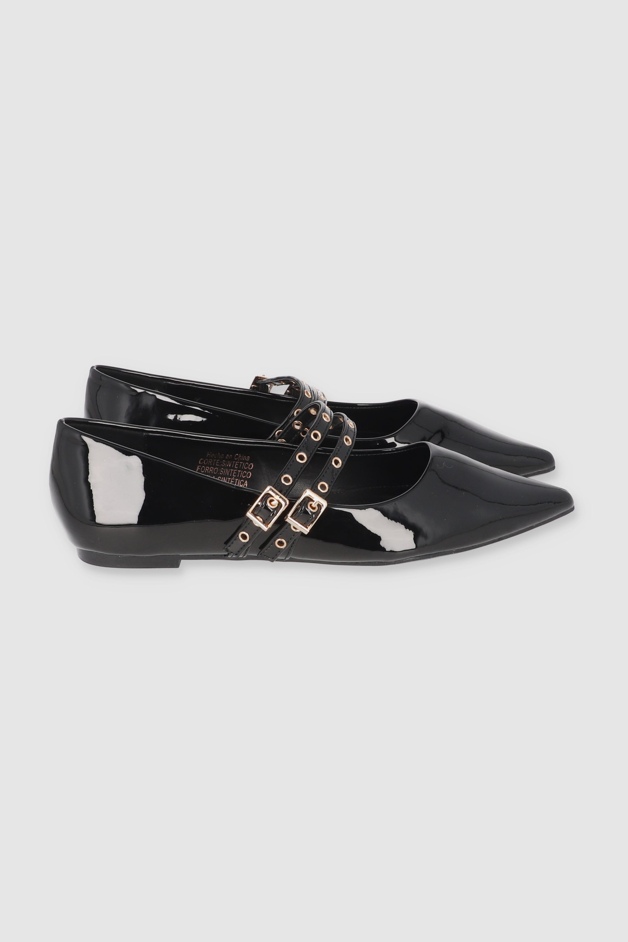 Flat puntal tiras delgadas eyelets NEGRO